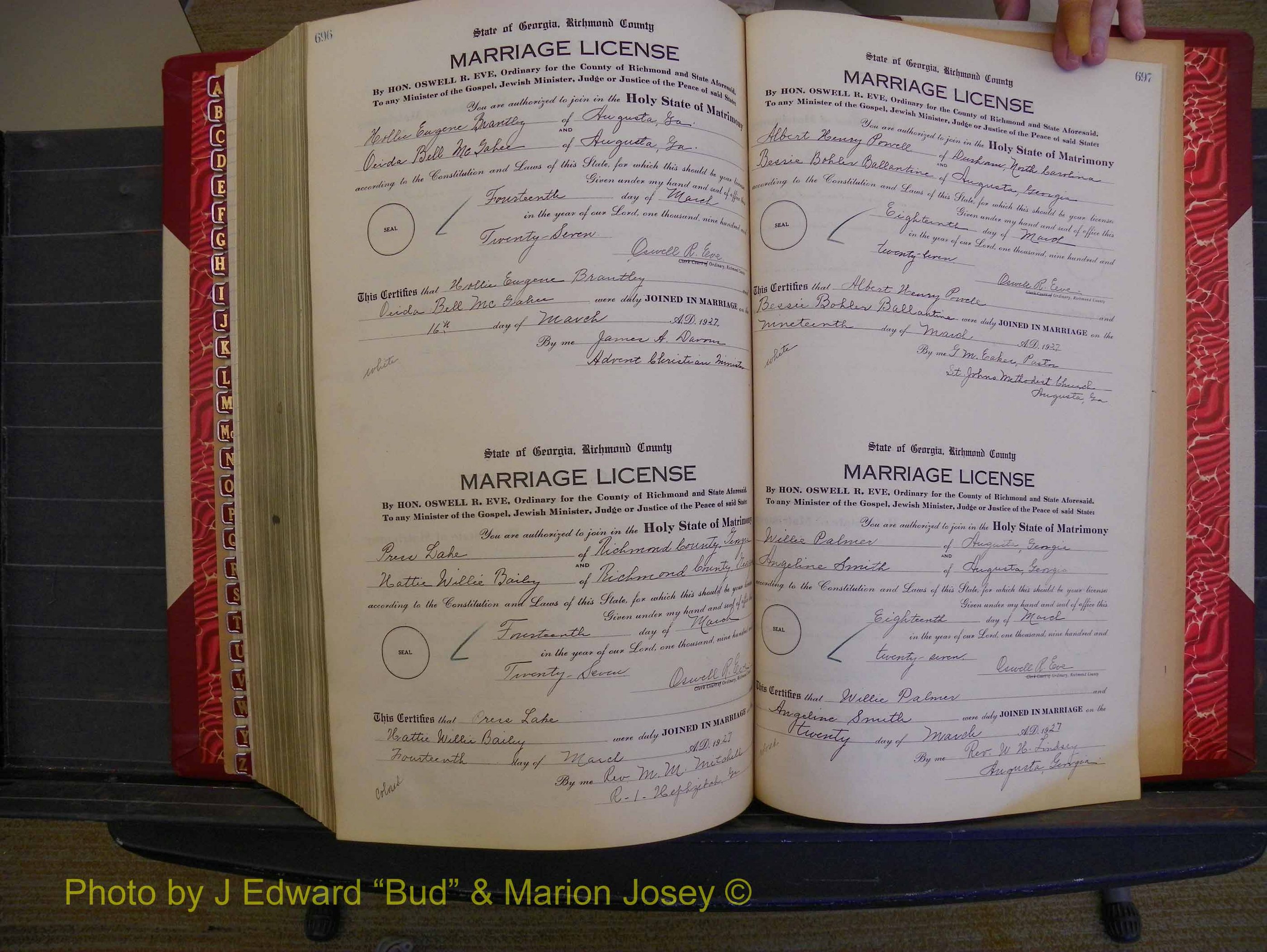Richmond Marriages, Book RR, 1924-1927 P 696-697.JPG