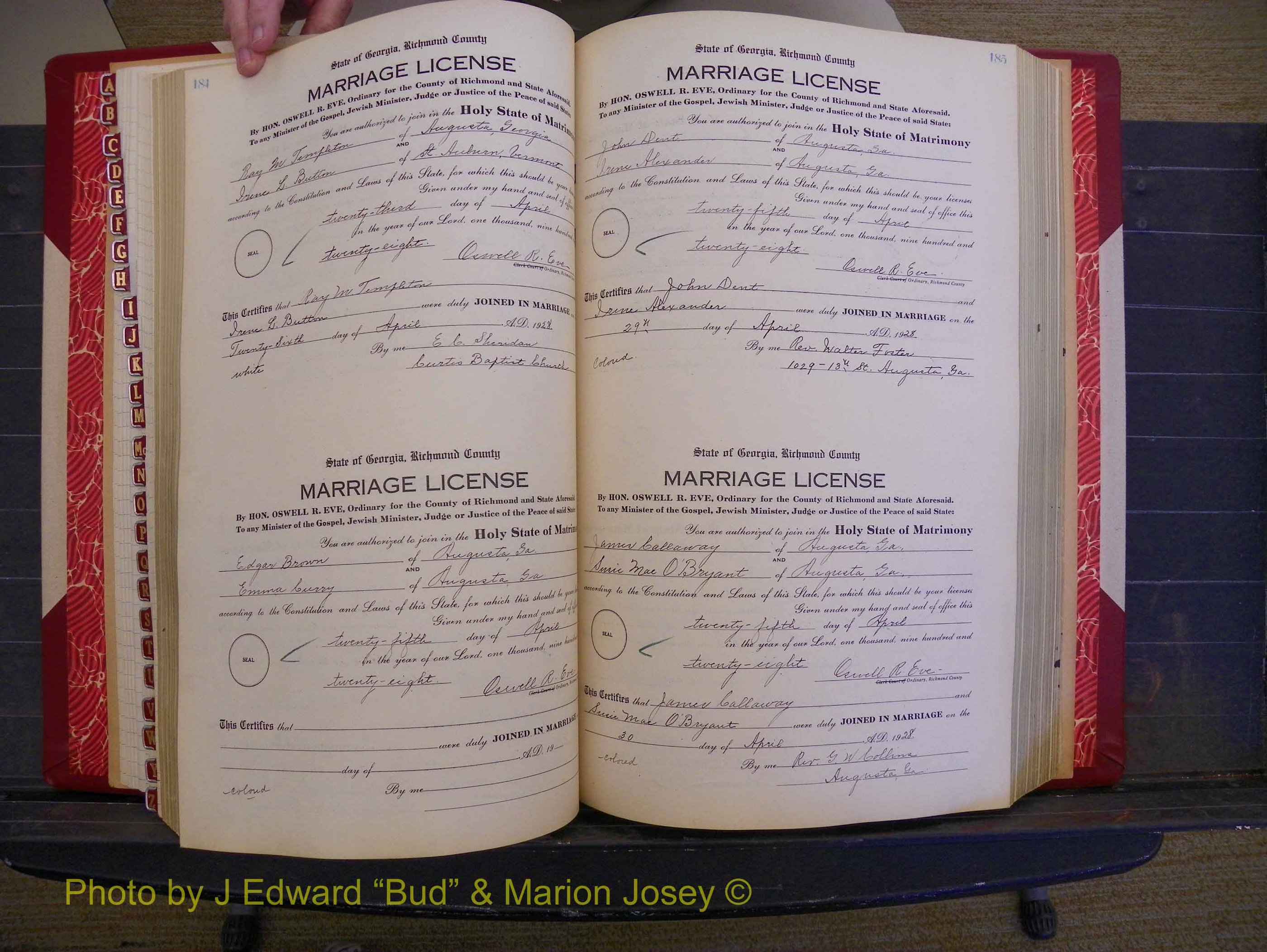 Richmond Marriages, Book SS, 1927-1932 P 184-185.JPG