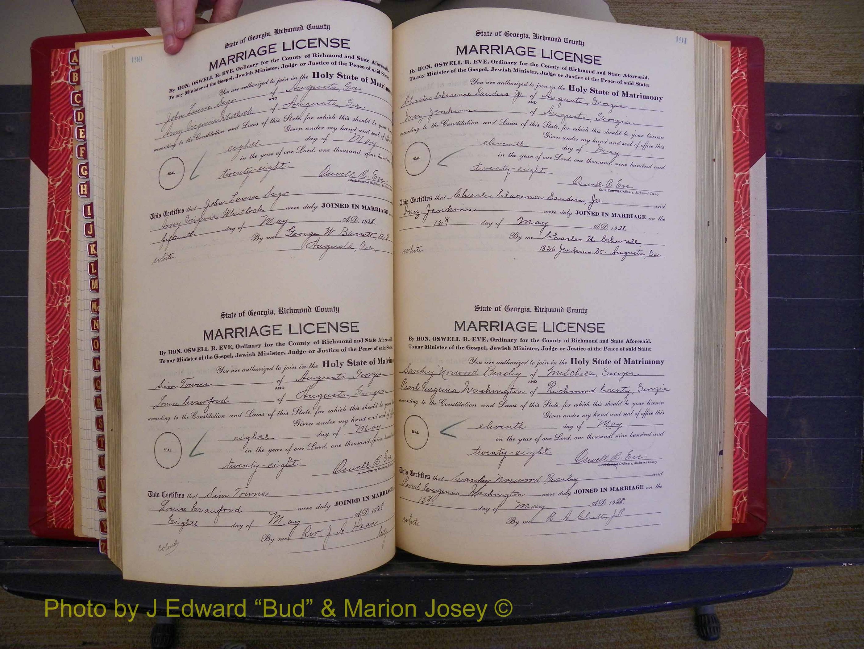 Richmond Marriages, Book SS, 1927-1932 P 190-191.JPG