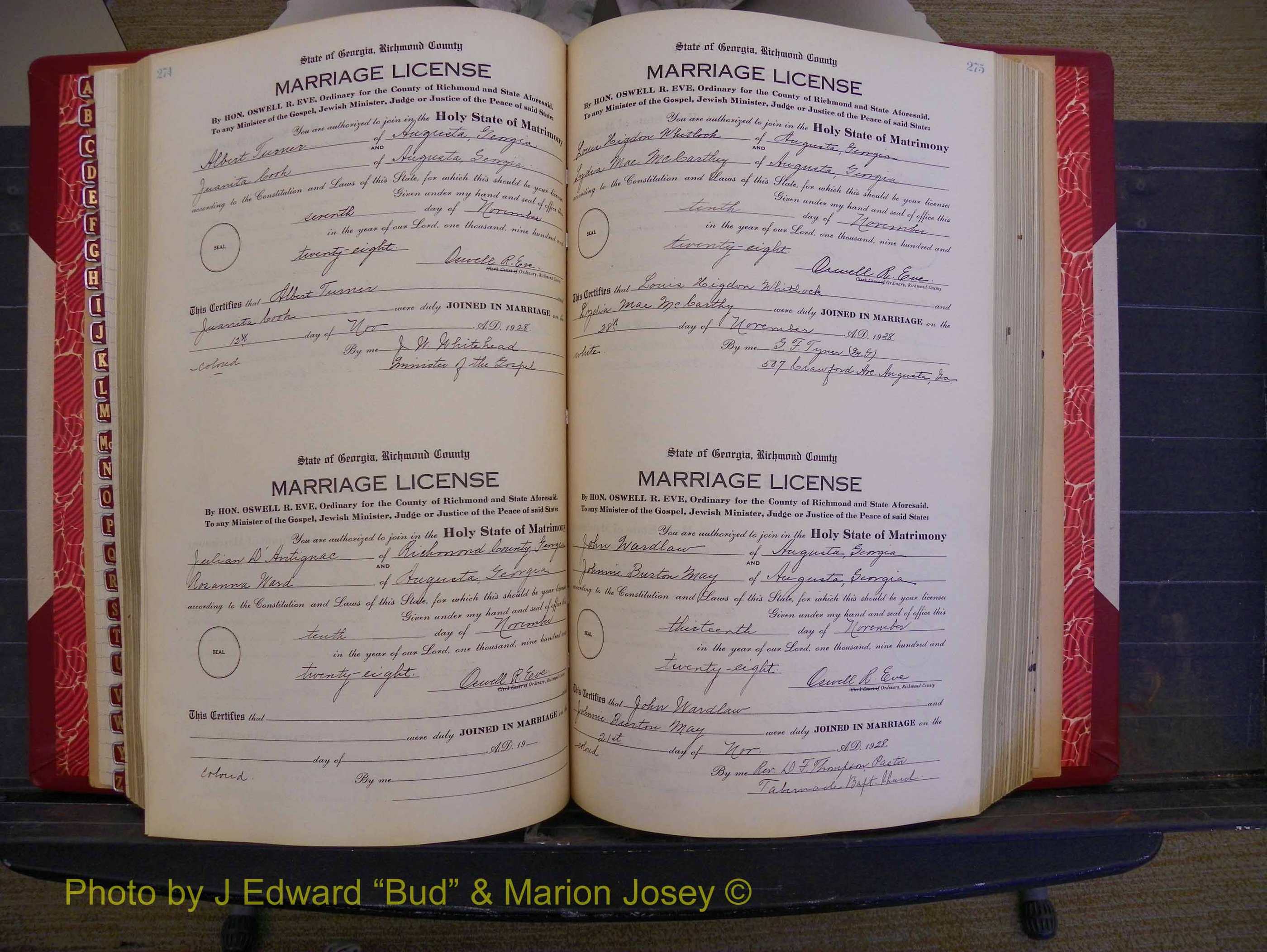 Richmond Marriages, Book SS, 1927-1932 P 274-275.JPG