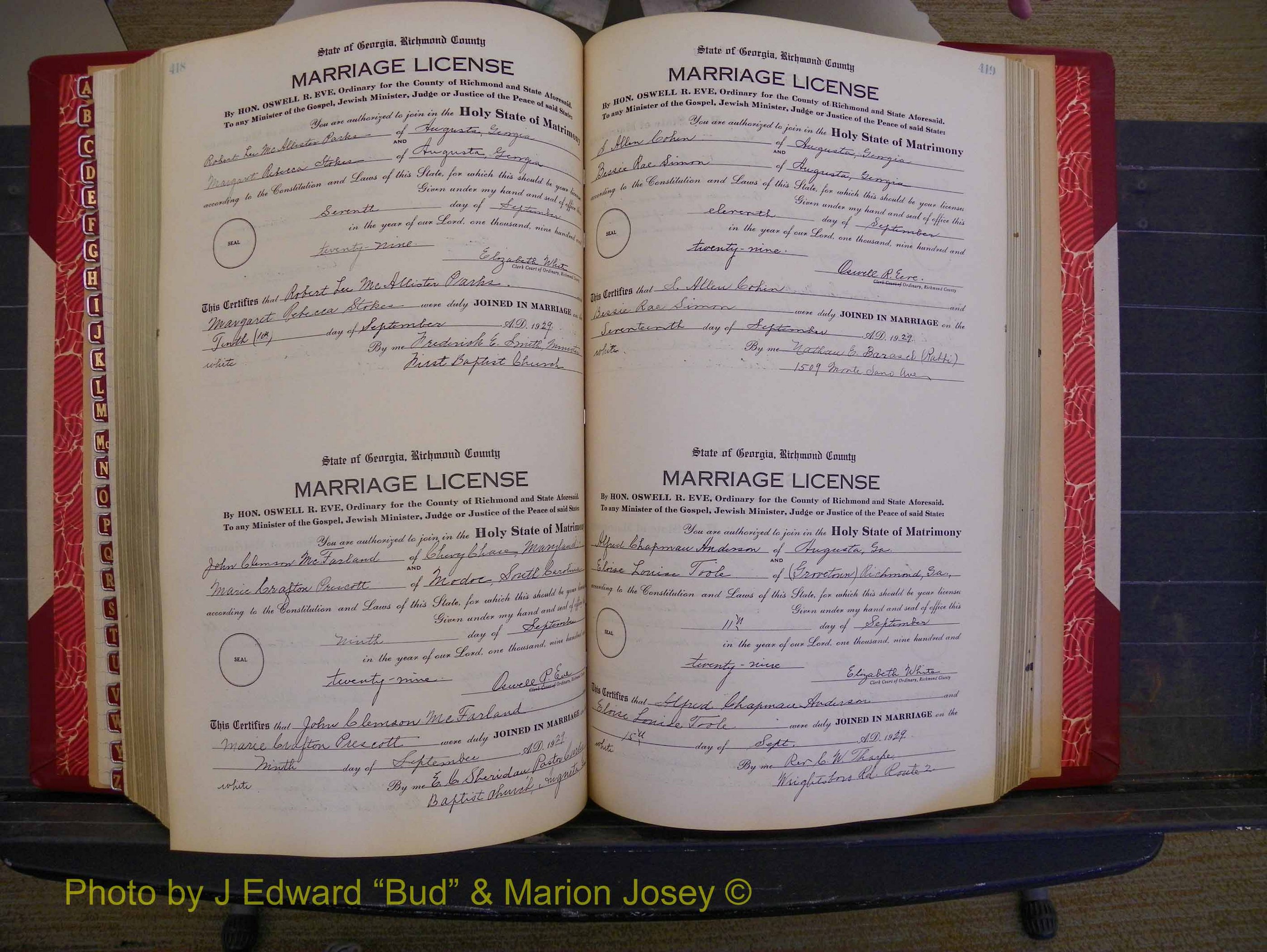 Richmond Marriages, Book SS, 1927-1932 P 418-419.JPG