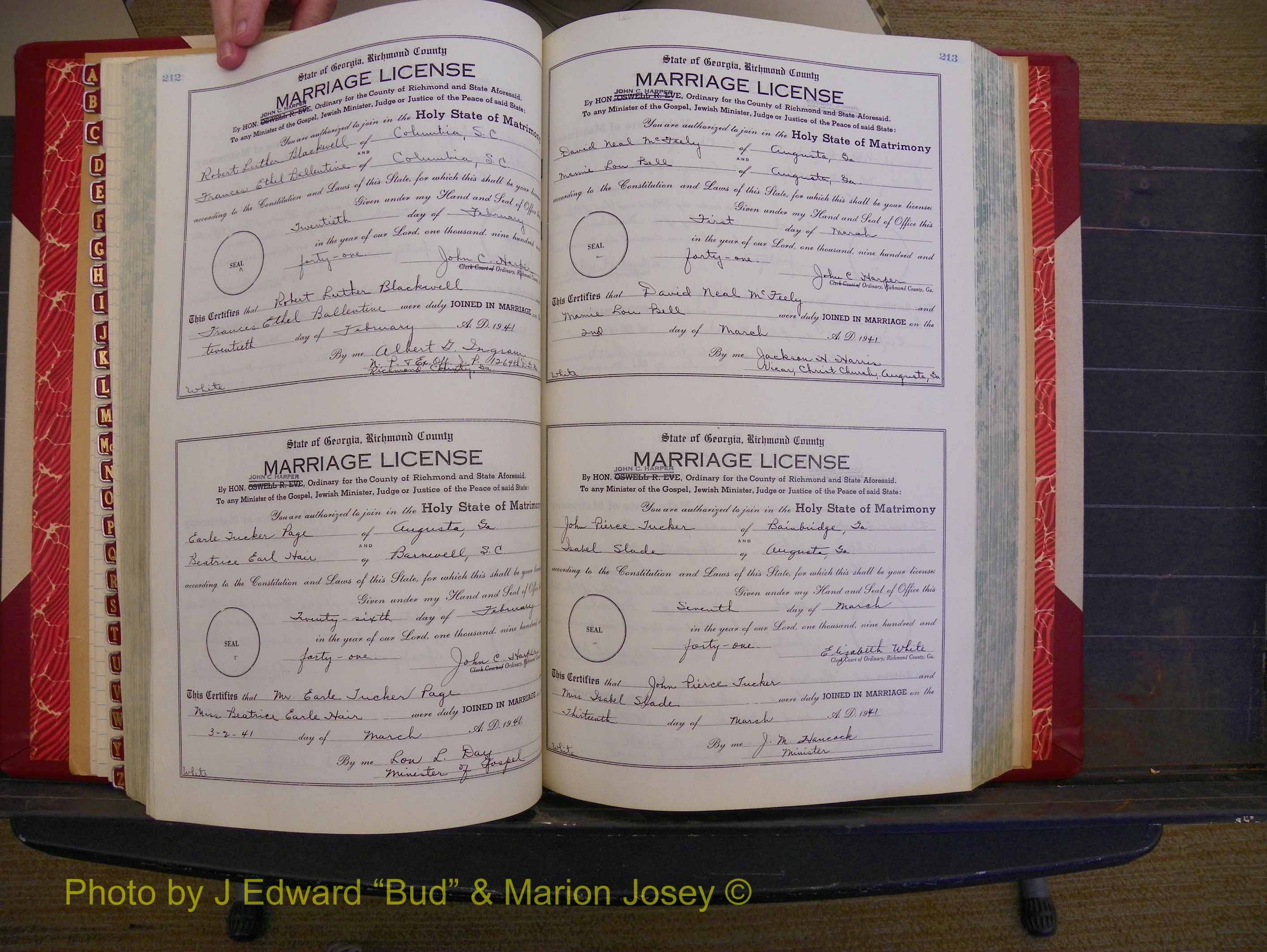 Richmond Marriages, Book UU, 1939-1942 P 212-213.JPG