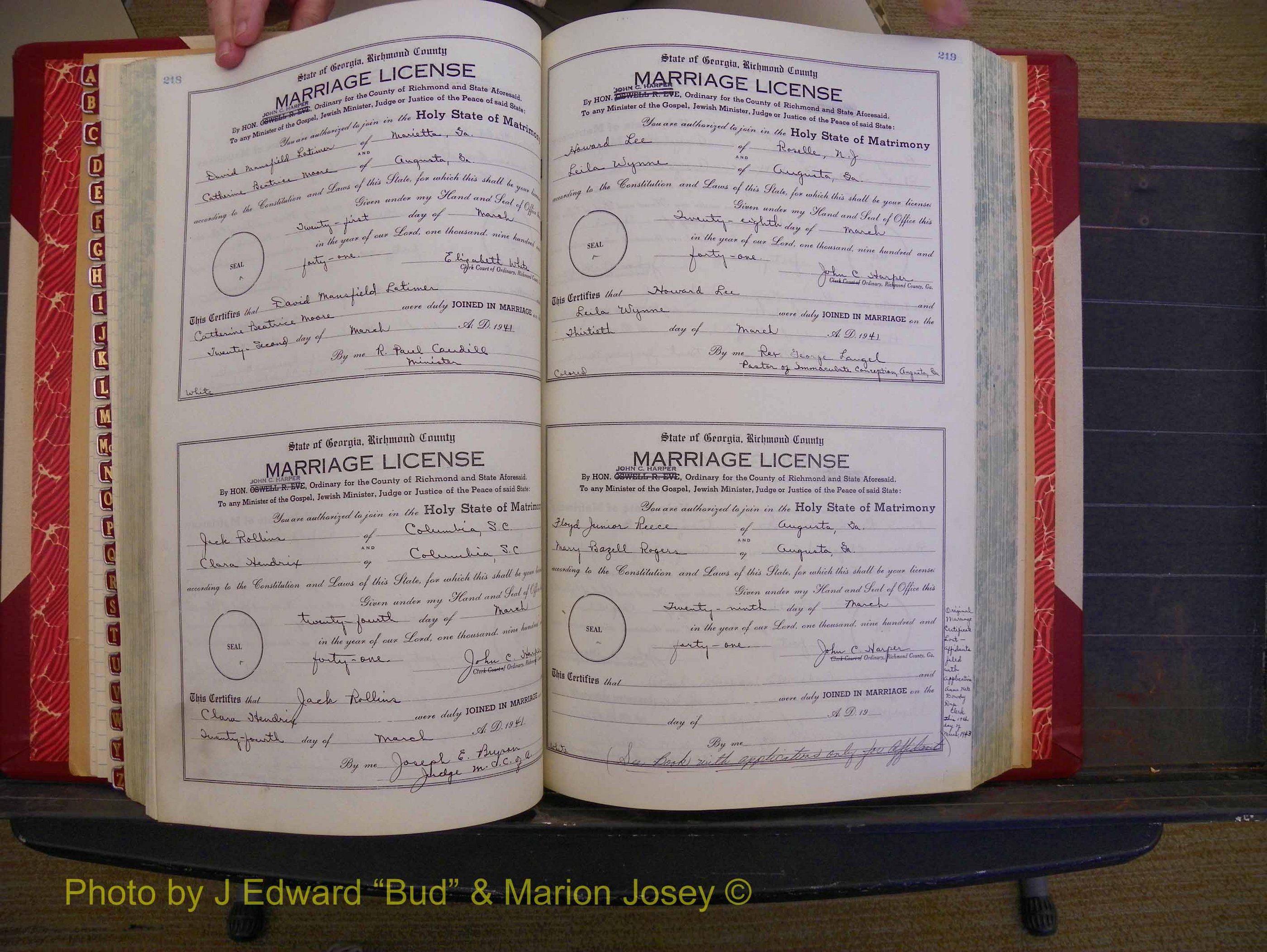 Richmond Marriages, Book UU, 1939-1942 P 218-219.JPG
