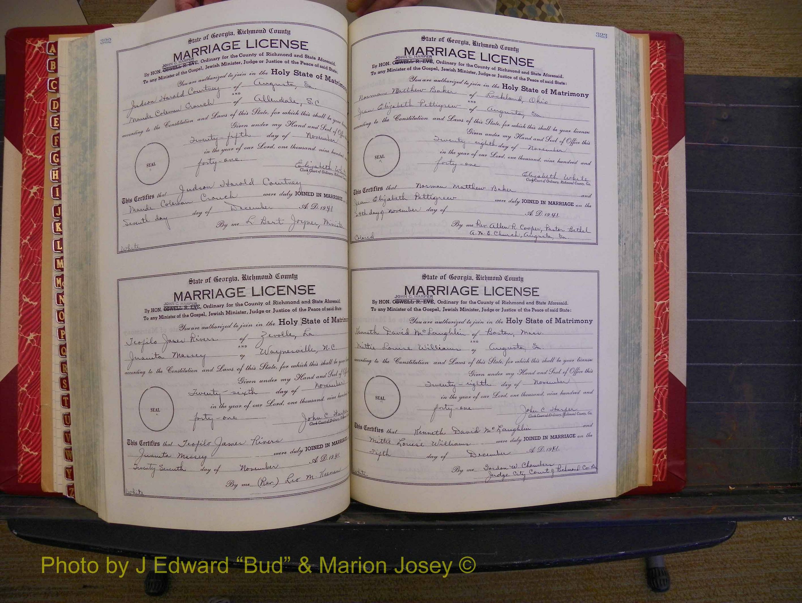 Richmond Marriages, Book UU, 1939-1942 P 322-323.JPG