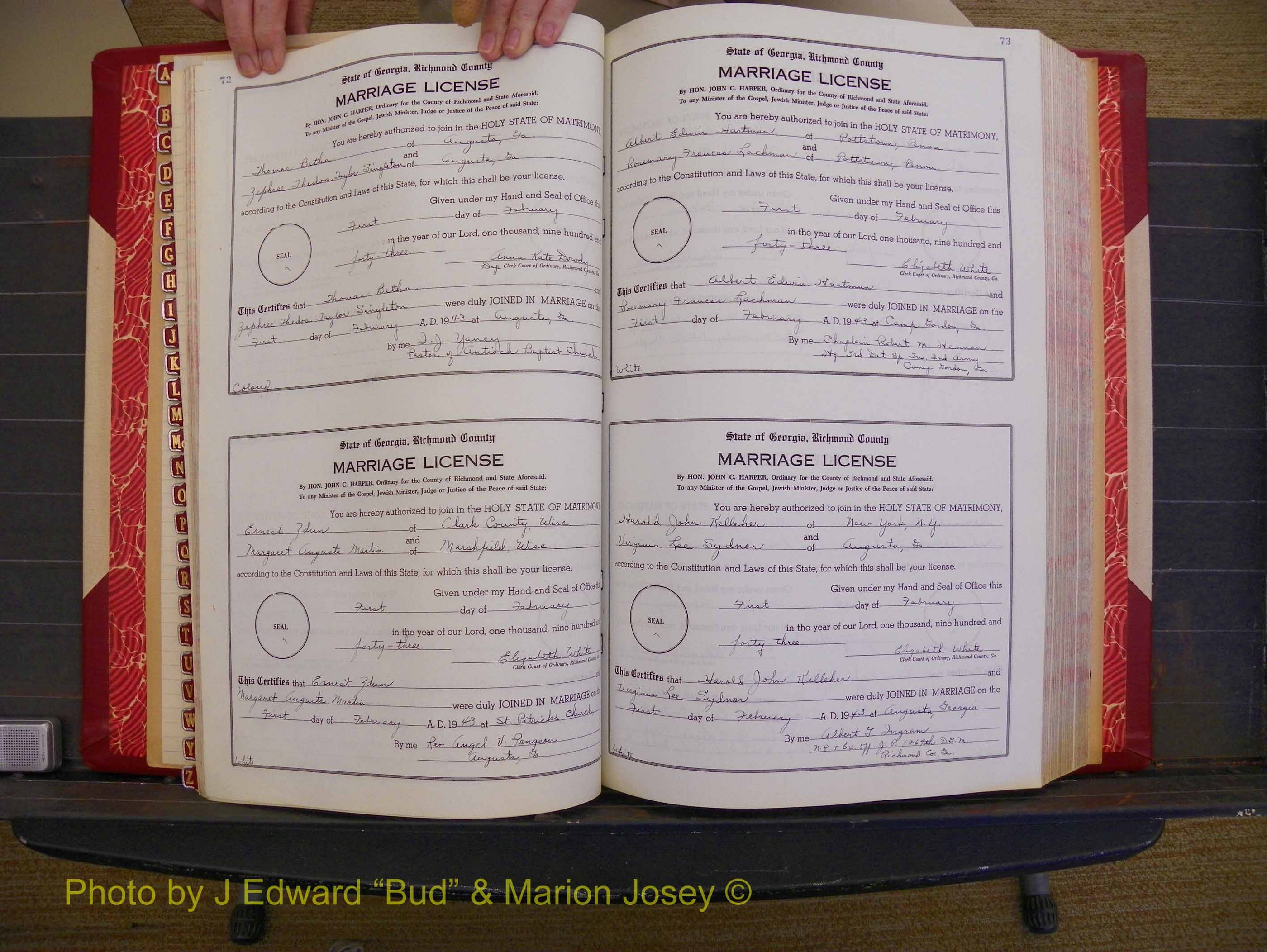 Richmond Marriages, Book V V, 1942-1944 P 072-073.JPG