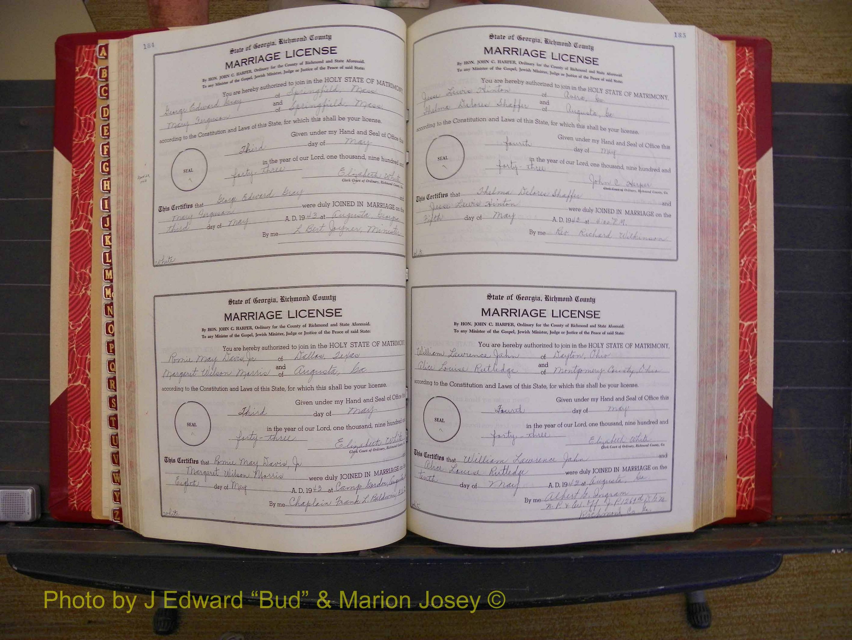 Richmond Marriages, Book V V, 1942-1944 P 184-185.JPG