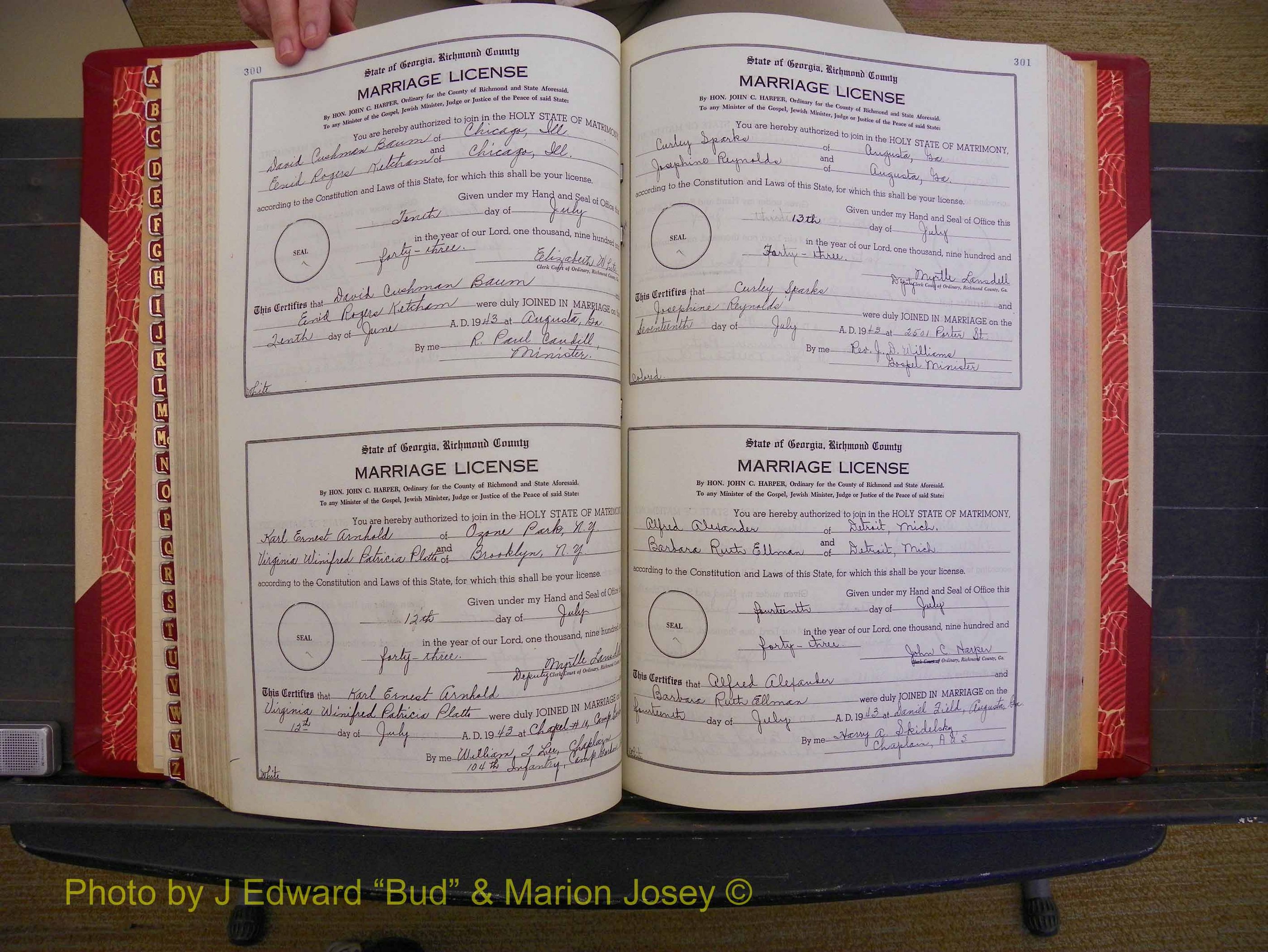 Richmond Marriages, Book V V, 1942-1944 P 300-301.JPG