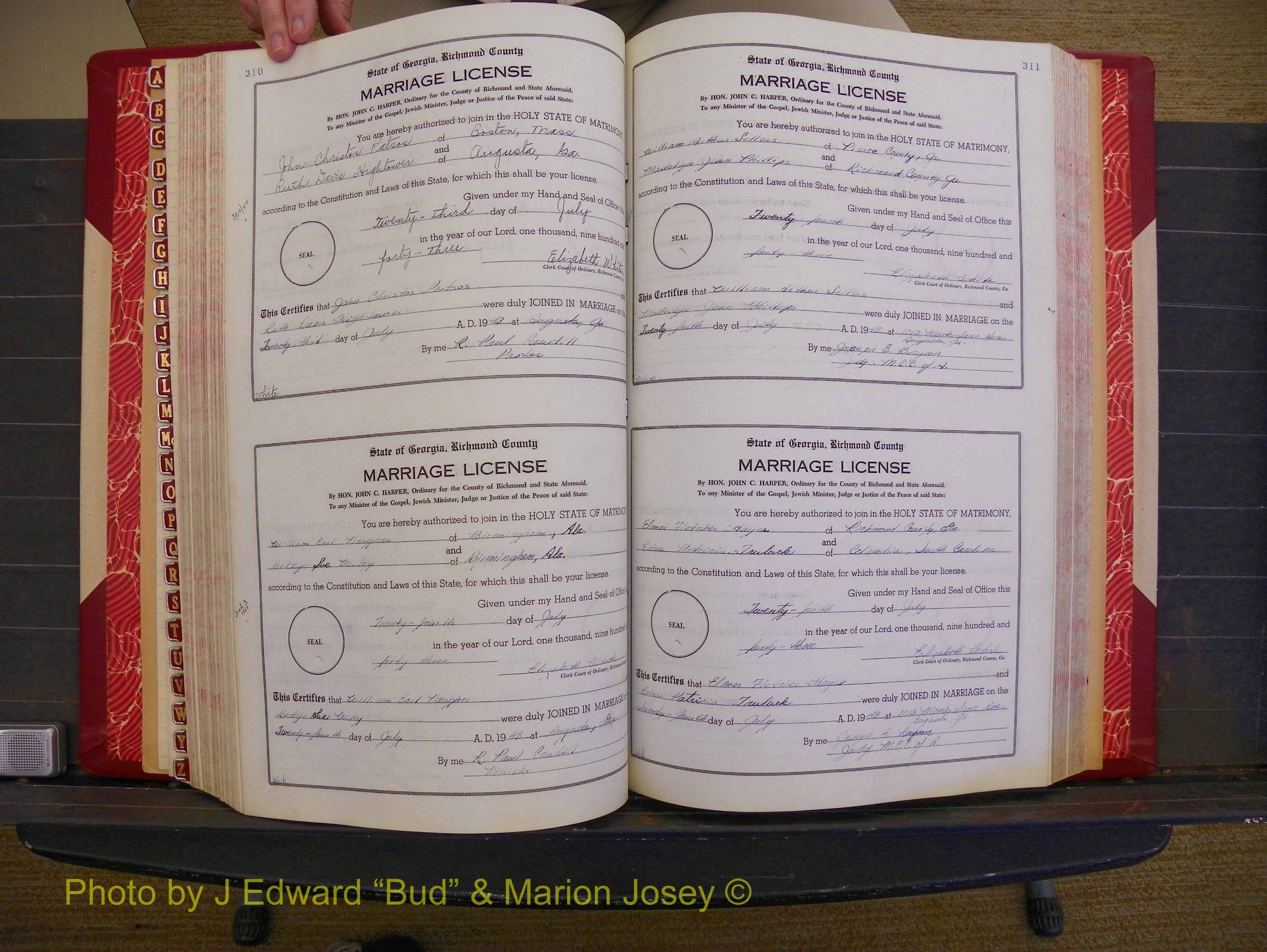 Richmond Marriages, Book V V, 1942-1944 P 310-311.JPG