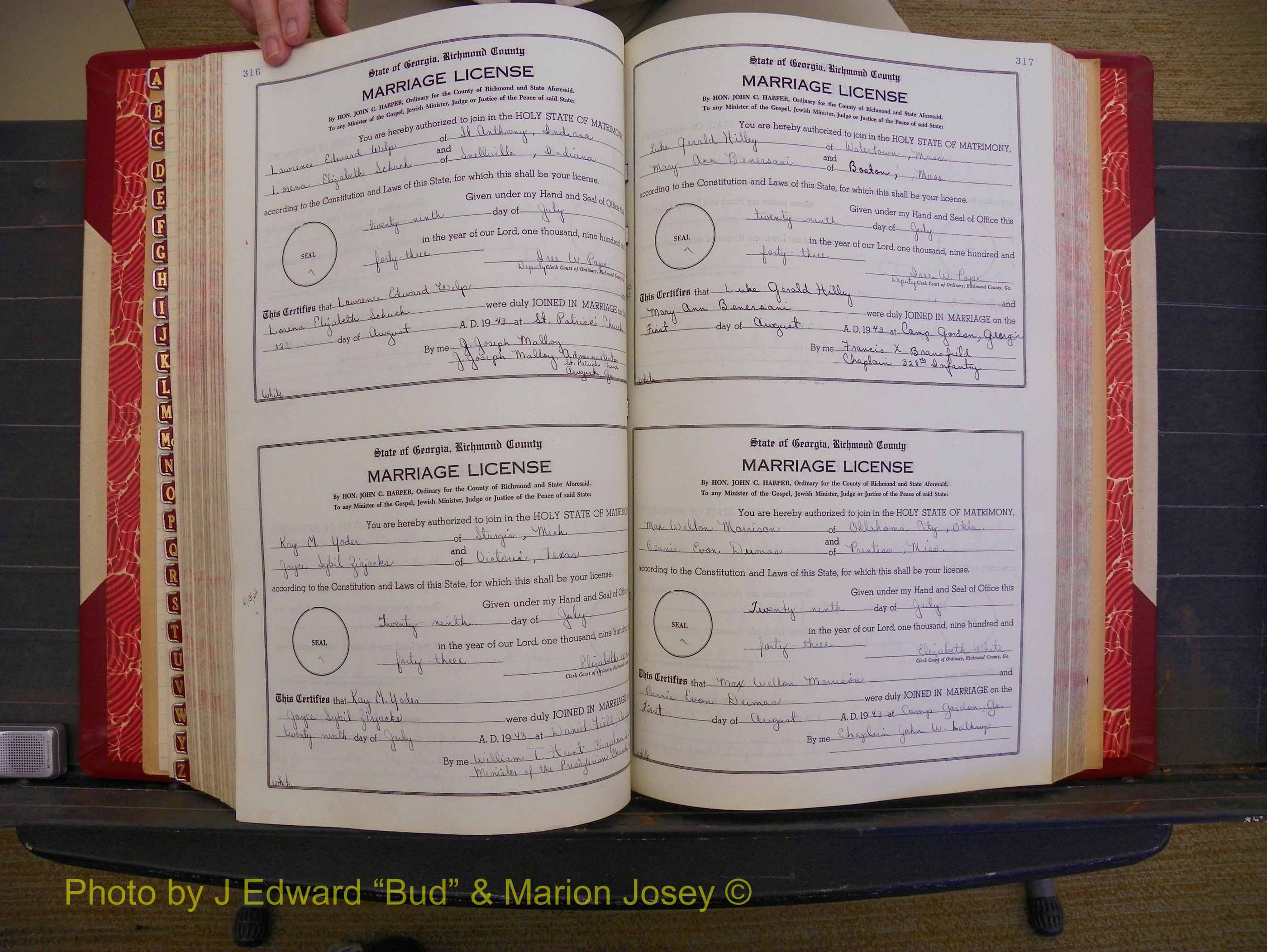 Richmond Marriages, Book V V, 1942-1944 P 316-317.JPG