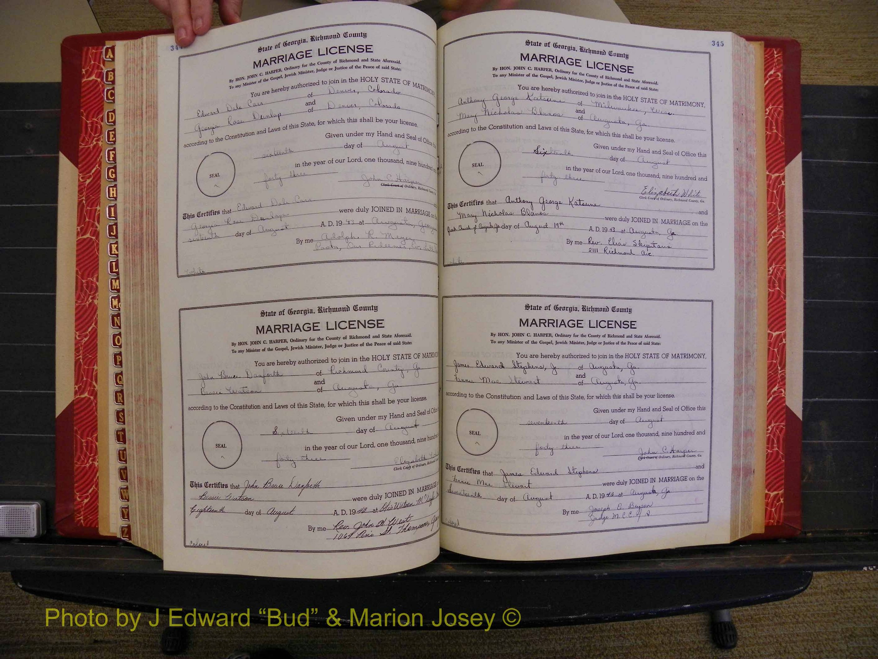 Richmond Marriages, Book V V, 1942-1944 P 344-345.JPG