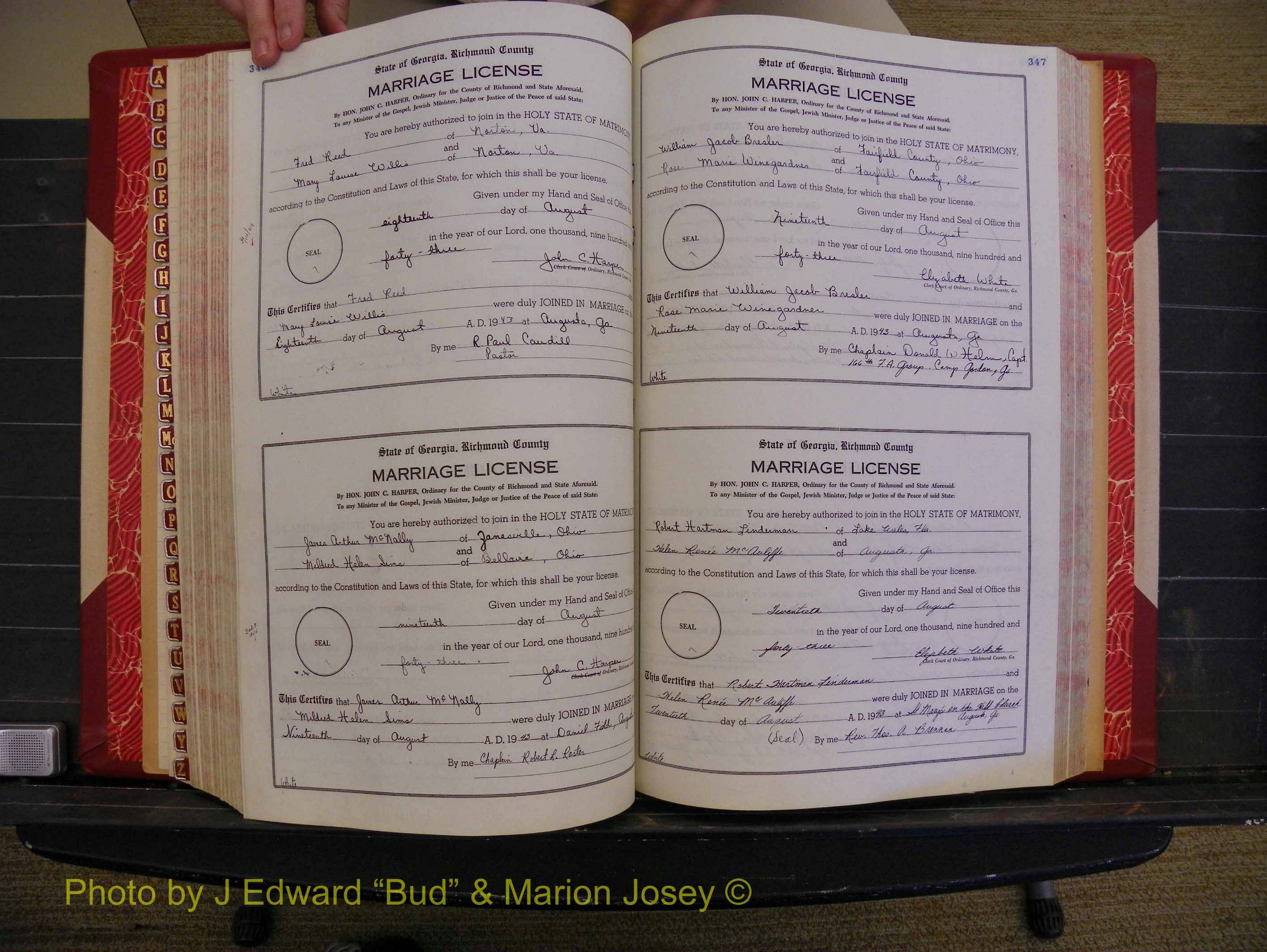 Richmond Marriages, Book V V, 1942-1944 P 346-347.JPG