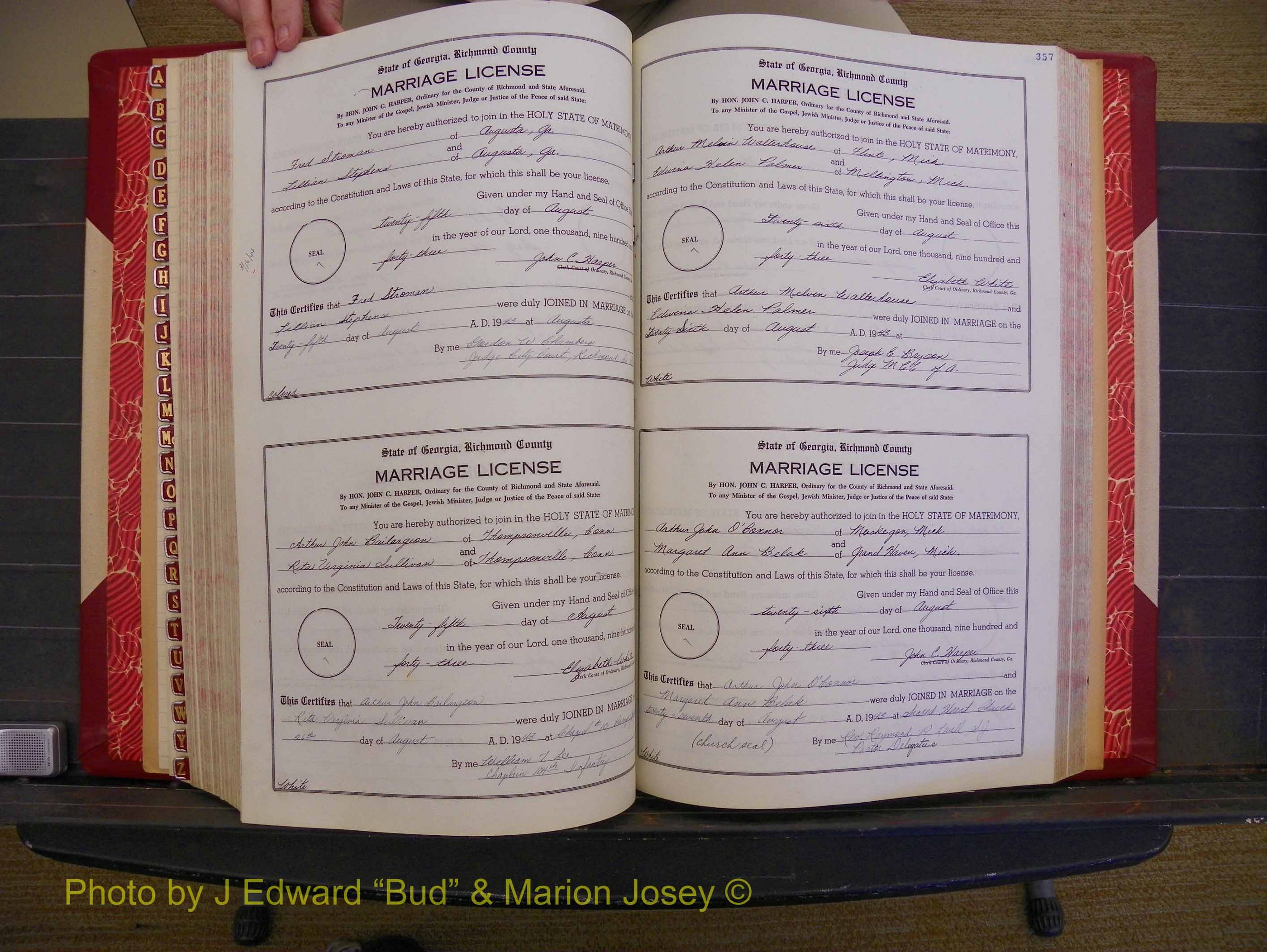 Richmond Marriages, Book V V, 1942-1944 P 356-357.JPG