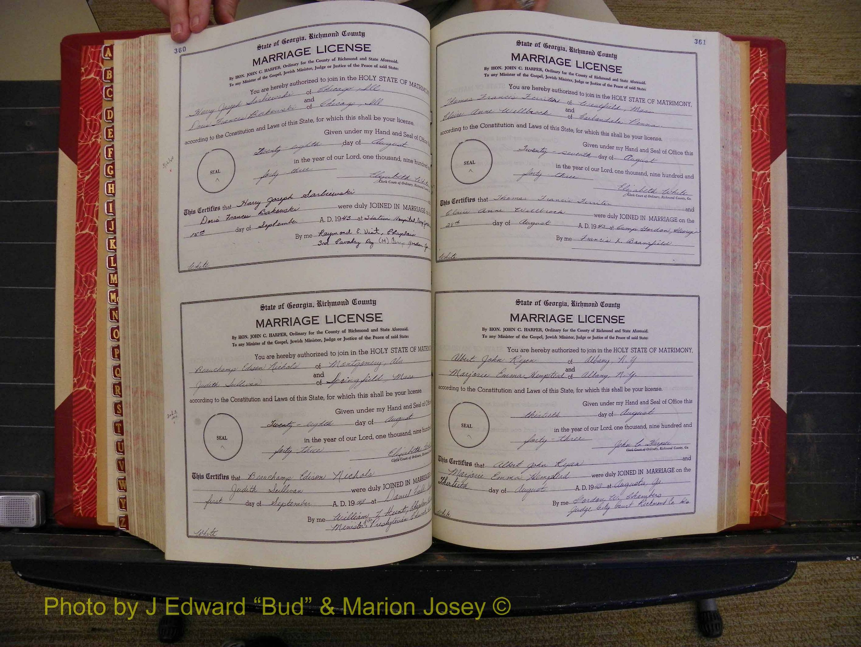 Richmond Marriages, Book V V, 1942-1944 P 360-361.JPG