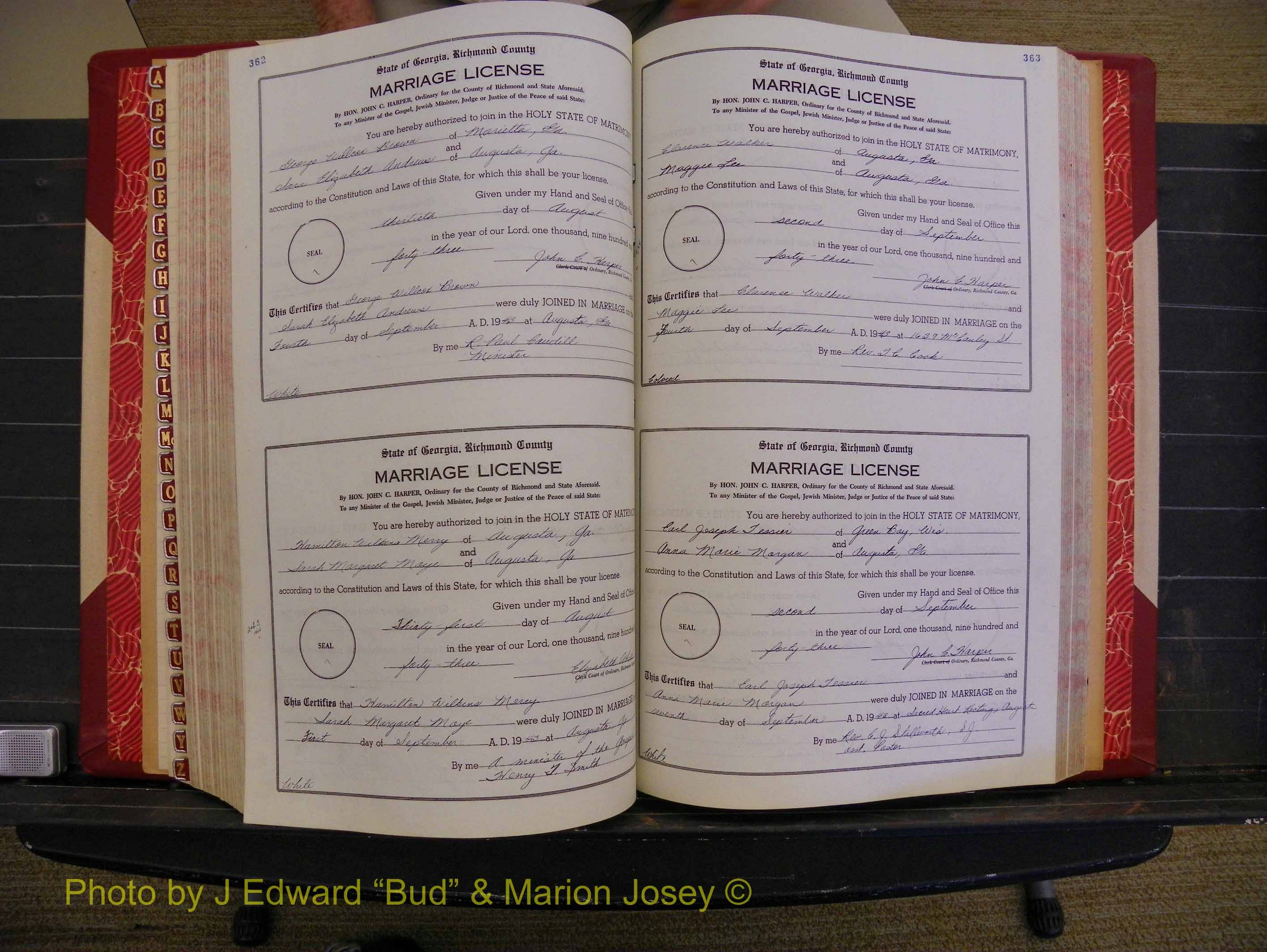 Richmond Marriages, Book V V, 1942-1944 P 362-363.JPG