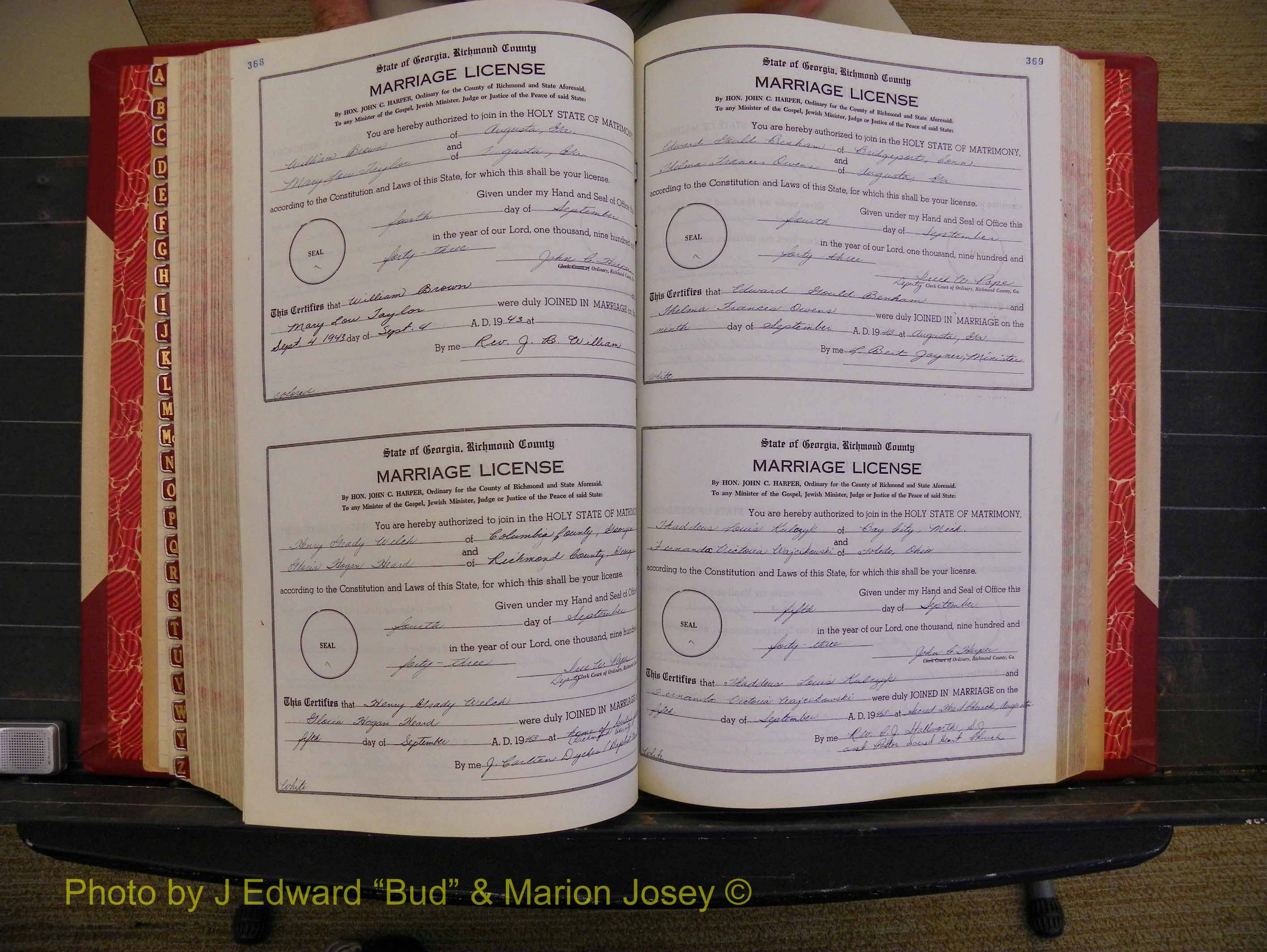 Richmond Marriages, Book V V, 1942-1944 P 368-369.JPG