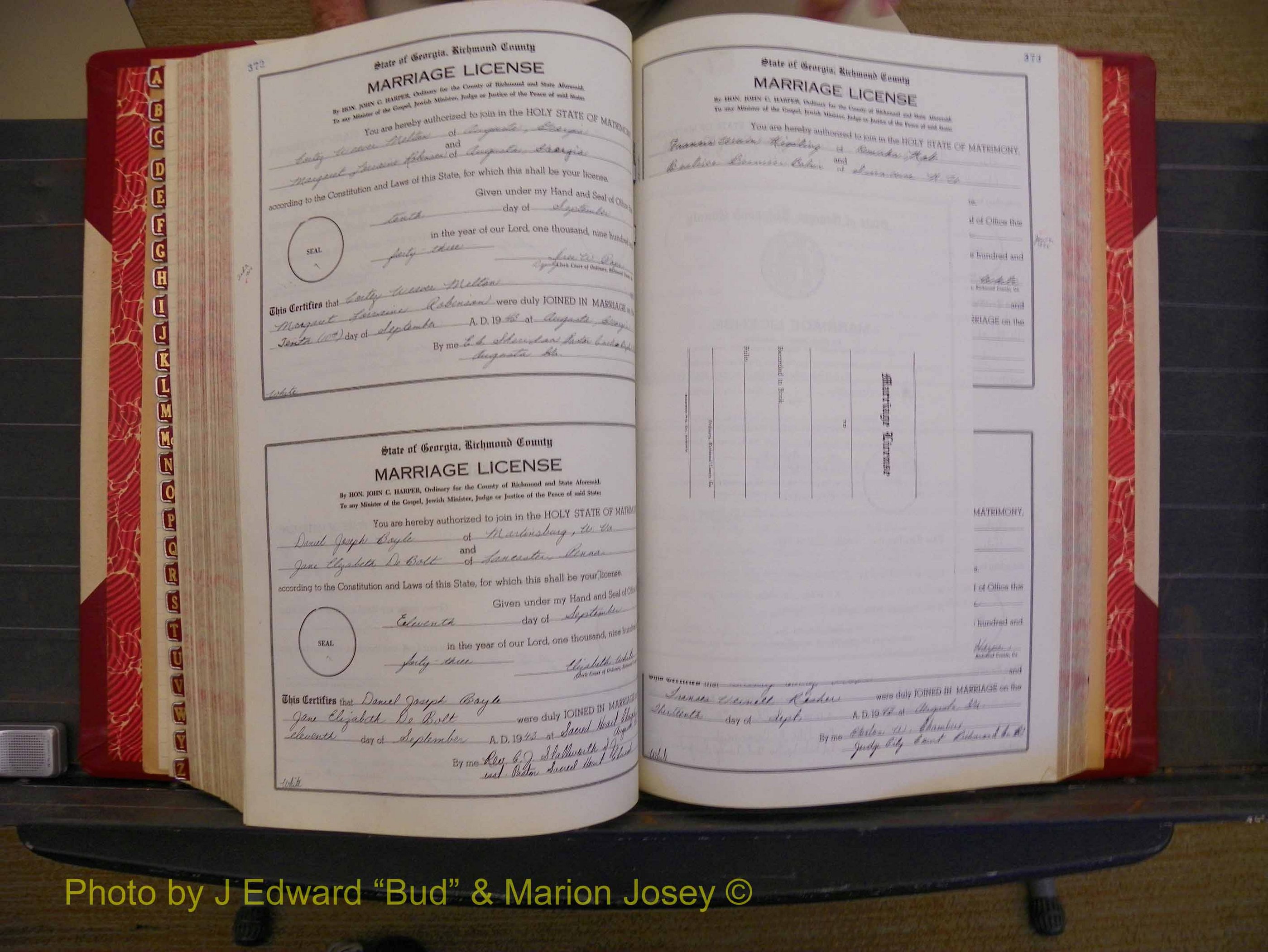 Richmond Marriages, Book V V, 1942-1944 P 372-373.JPG