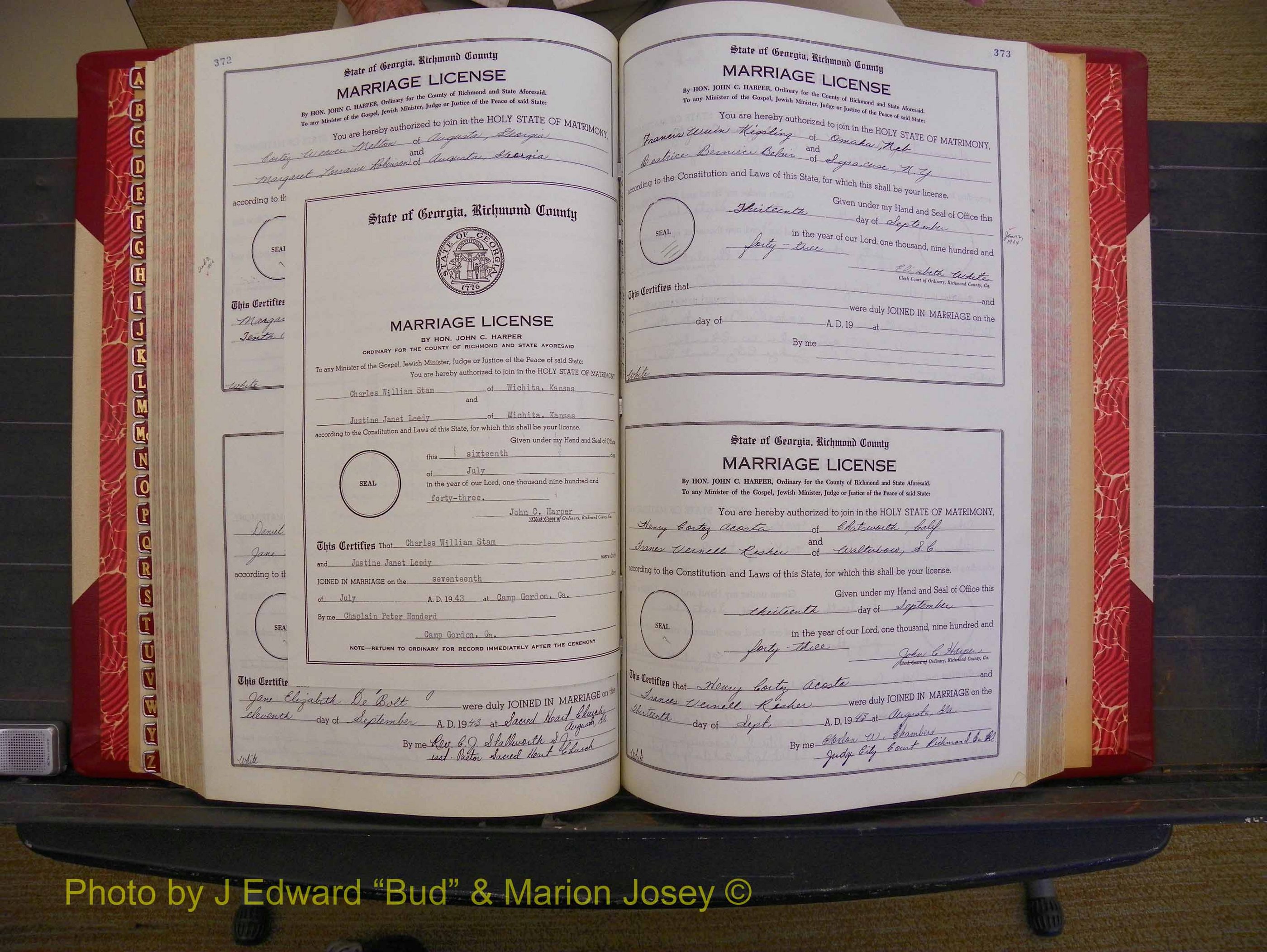 Richmond Marriages, Book V V, 1942-1944 P 372a-373a.JPG