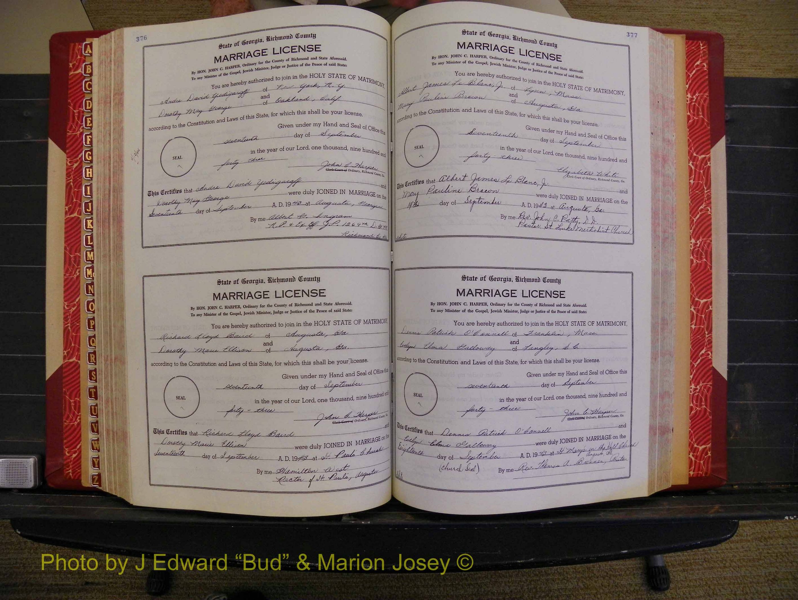 Richmond Marriages, Book V V, 1942-1944 P 376-377.JPG