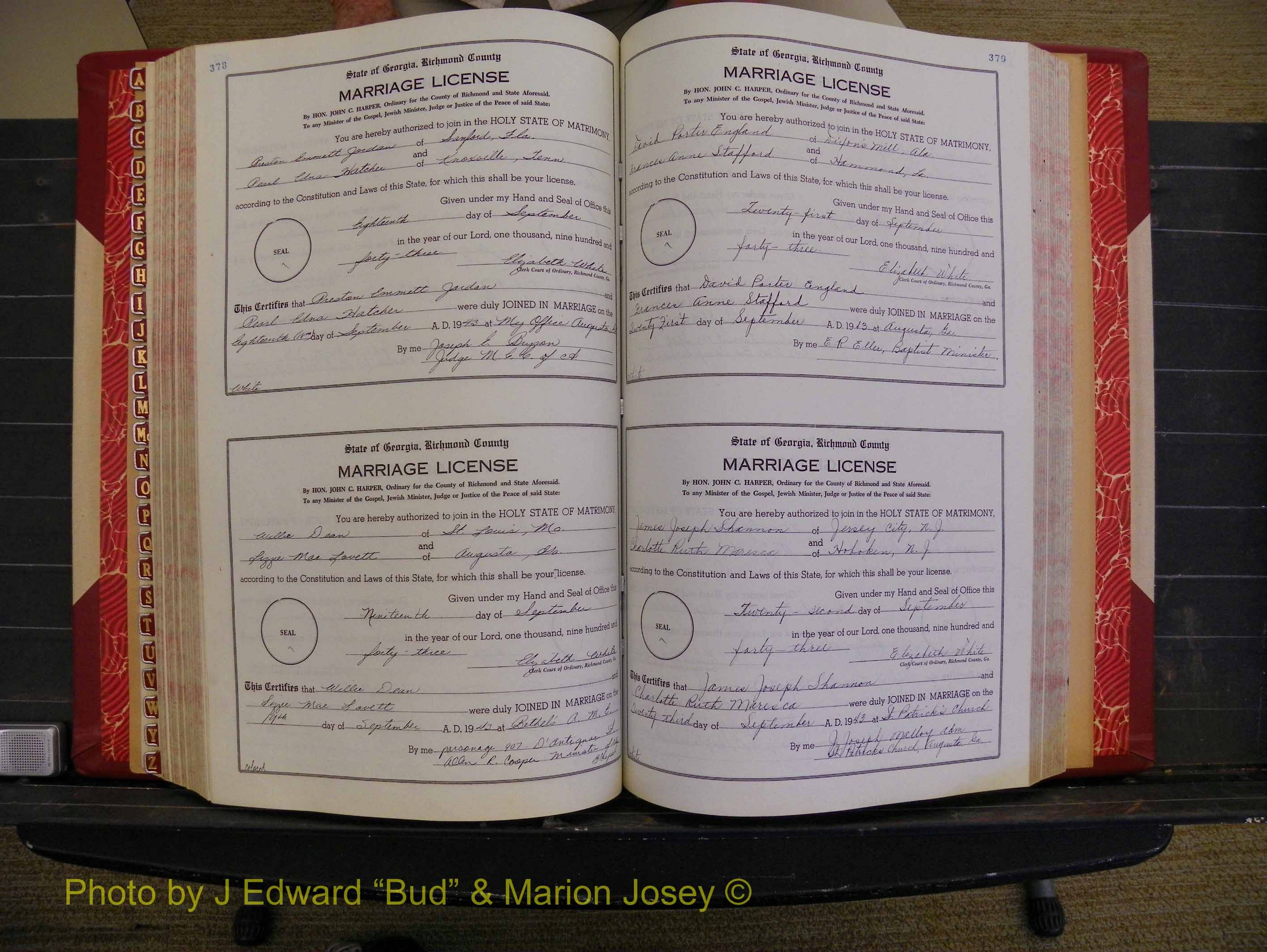 Richmond Marriages, Book V V, 1942-1944 P 378-379.JPG