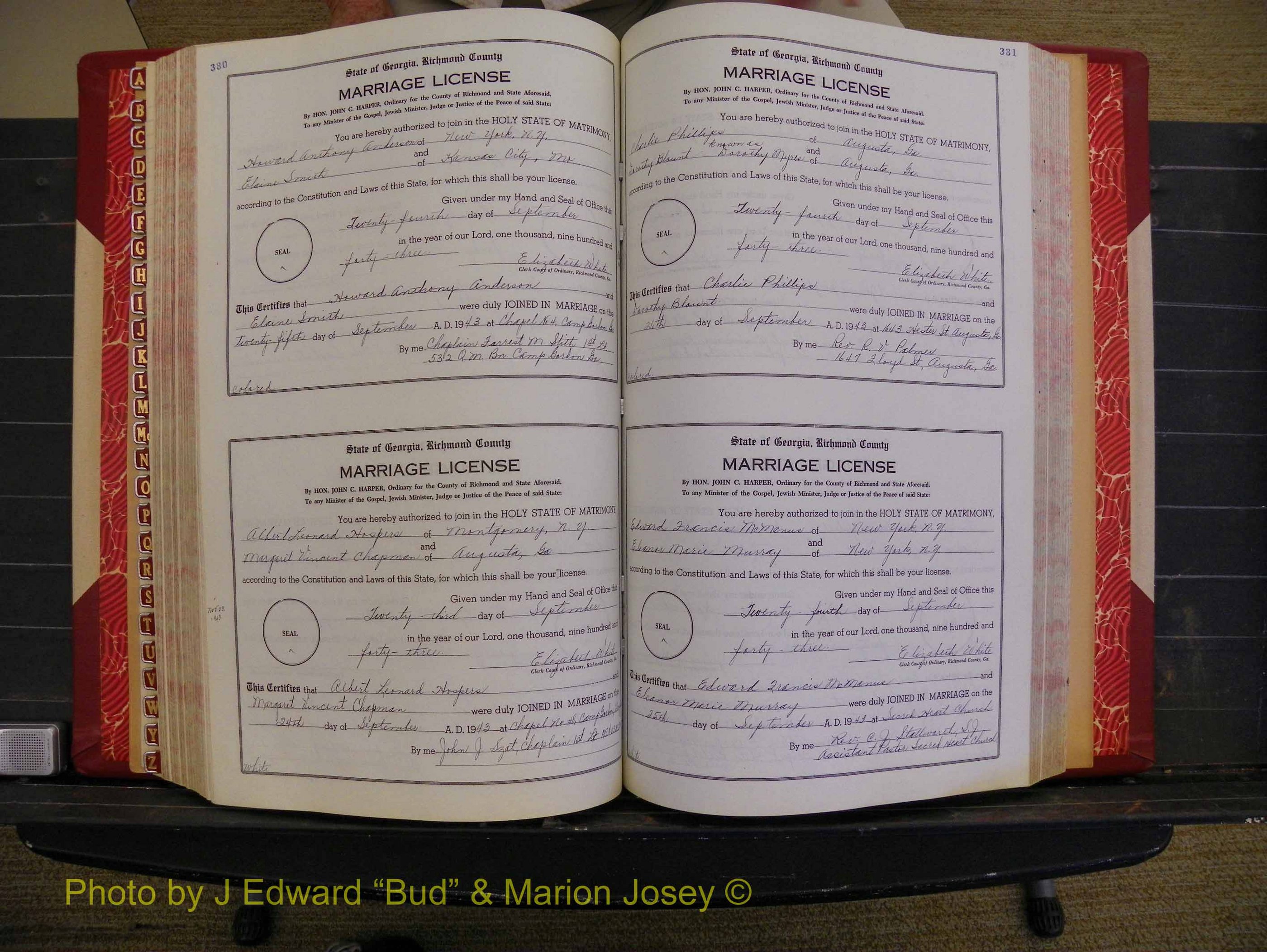 Richmond Marriages, Book V V, 1942-1944 P 380-381.JPG