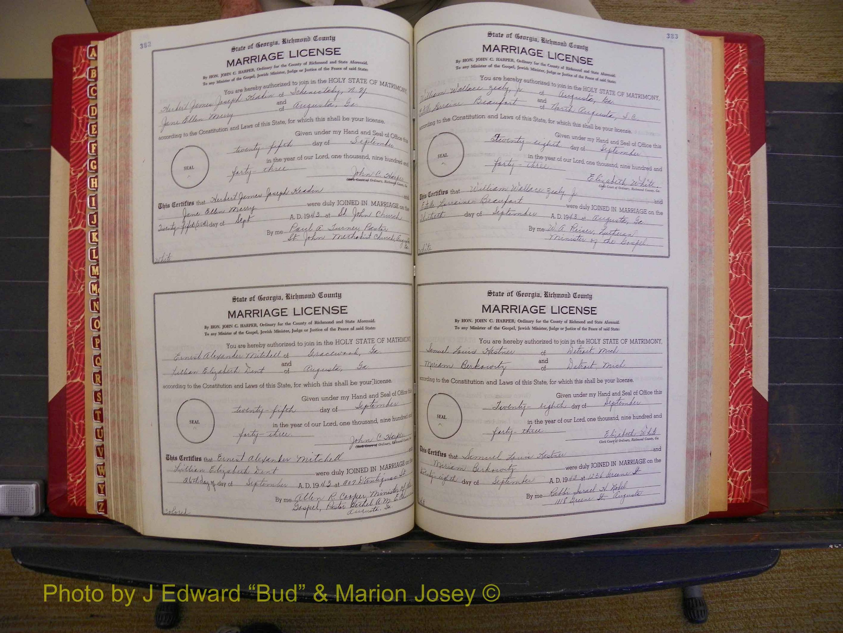 Richmond Marriages, Book V V, 1942-1944 P 382-383.JPG