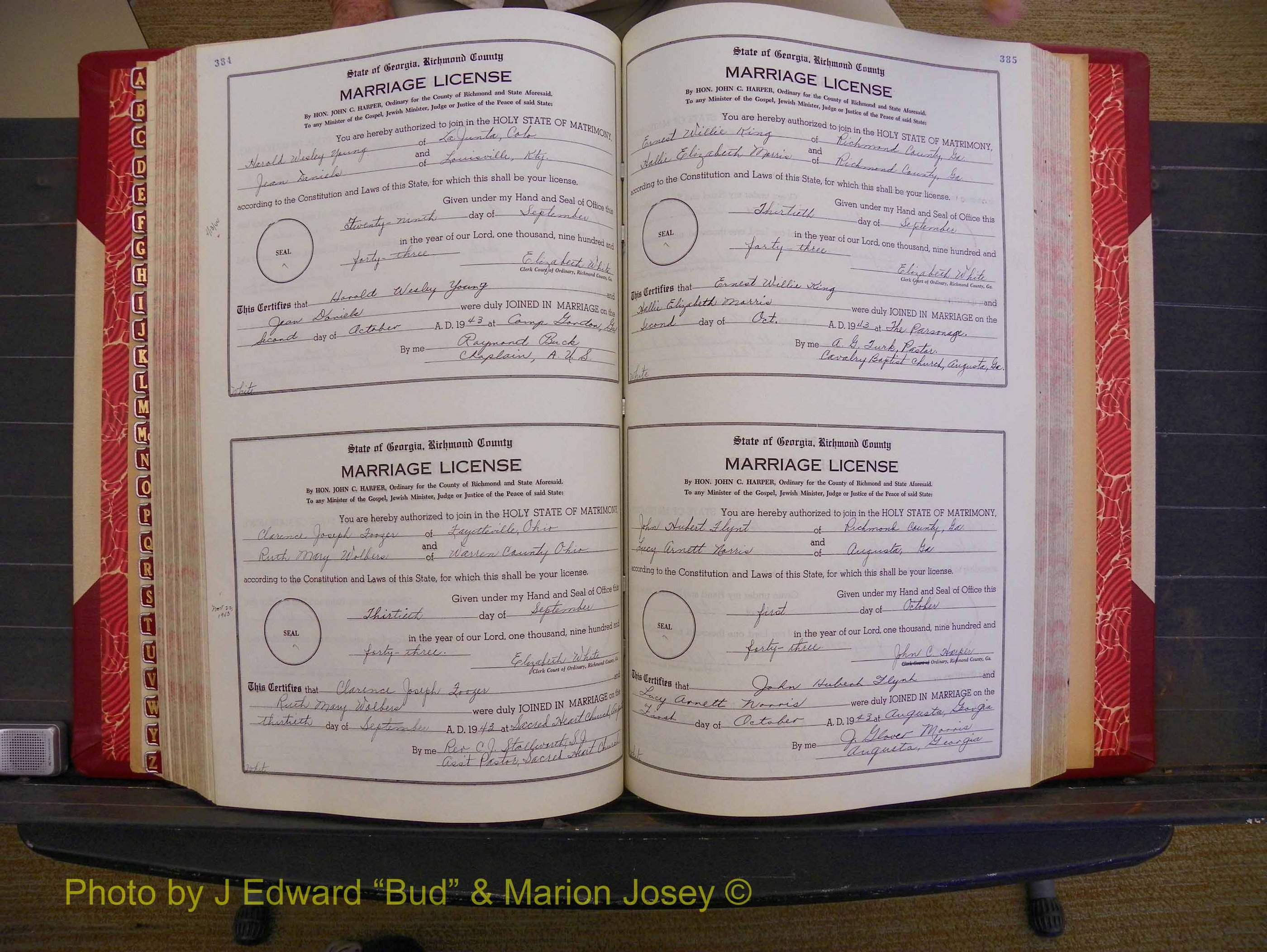 Richmond Marriages, Book V V, 1942-1944 P 384-385.JPG