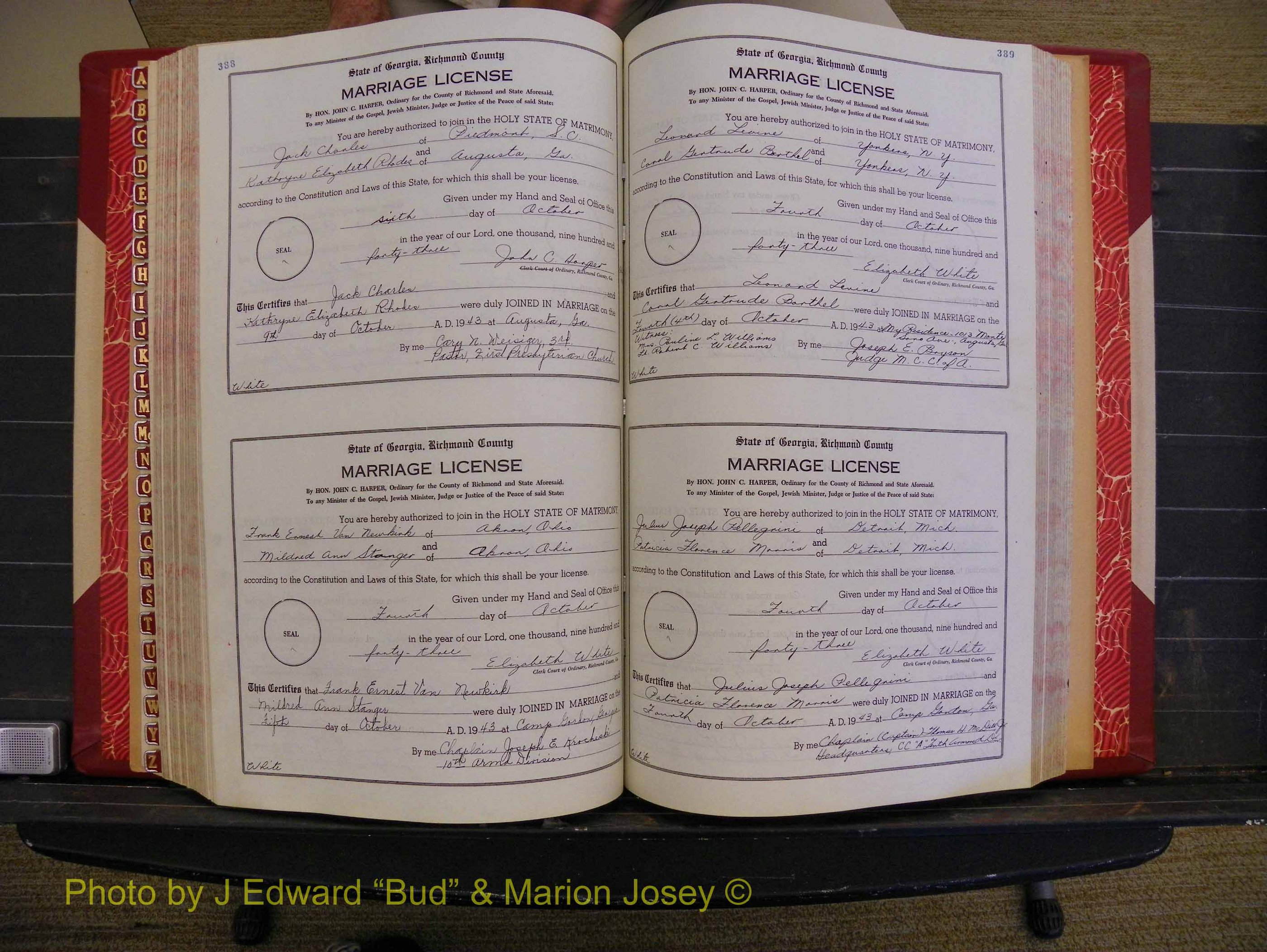 Richmond Marriages, Book V V, 1942-1944 P 388-389.JPG