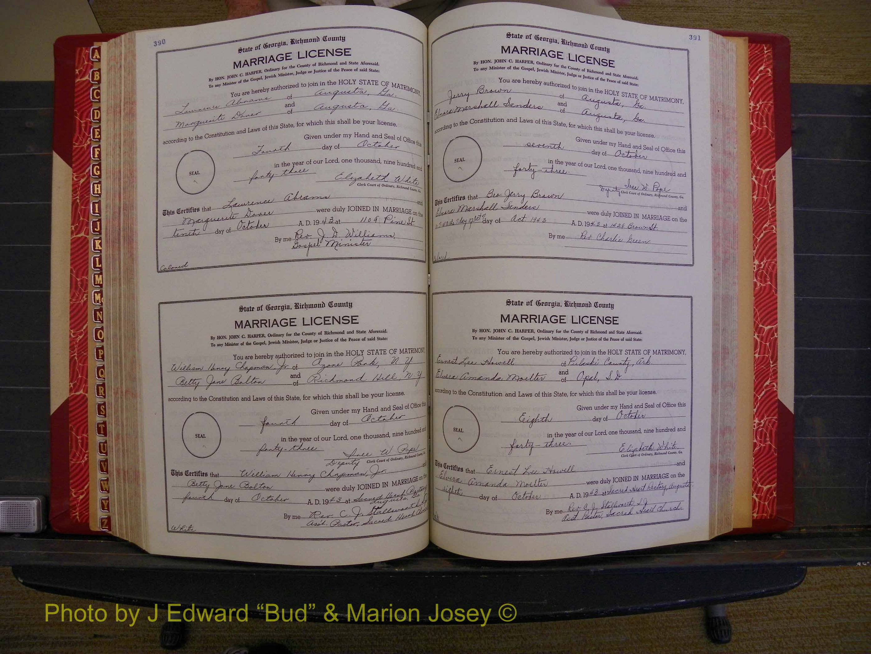 Richmond Marriages, Book V V, 1942-1944 P 390-391.JPG