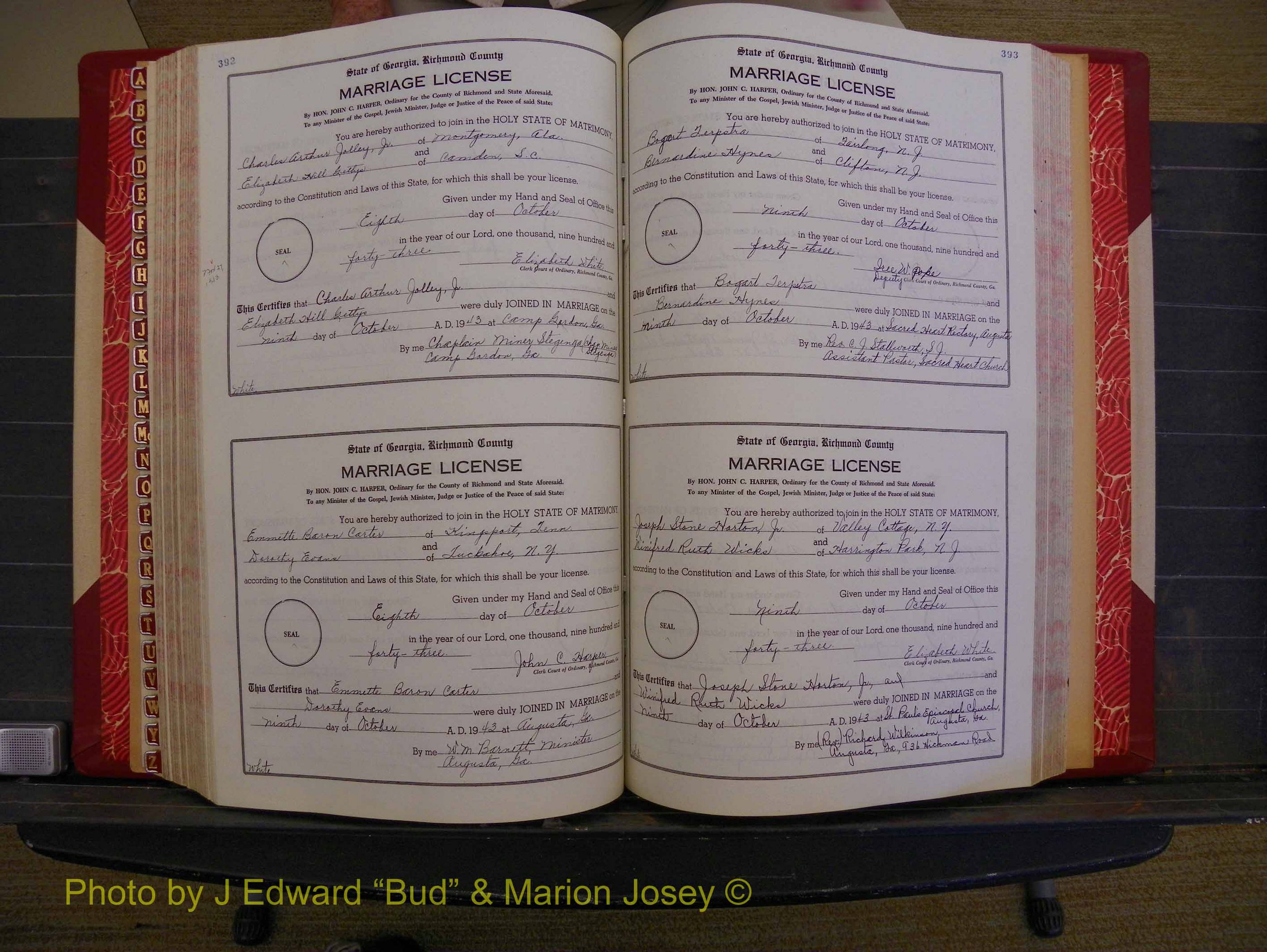 Richmond Marriages, Book V V, 1942-1944 P 392-393.JPG