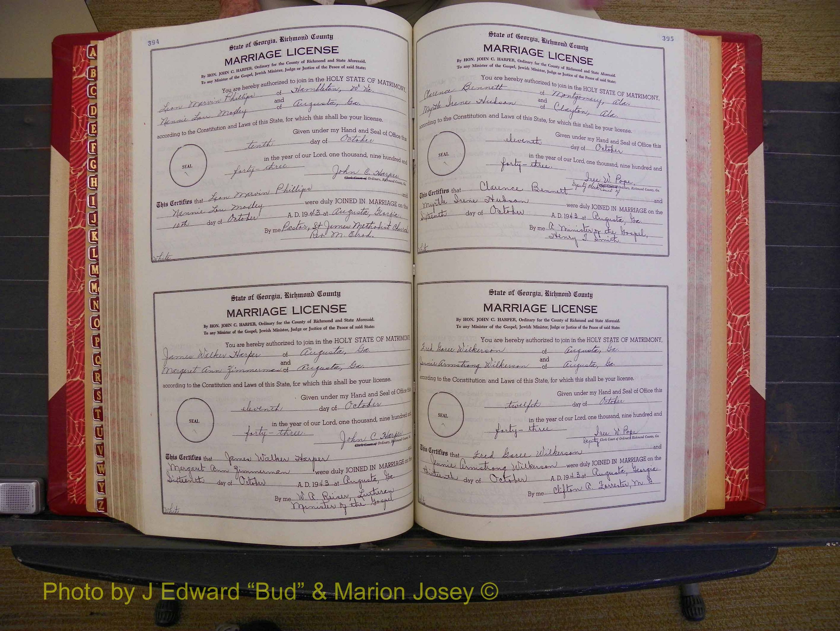 Richmond Marriages, Book V V, 1942-1944 P 394-395.JPG