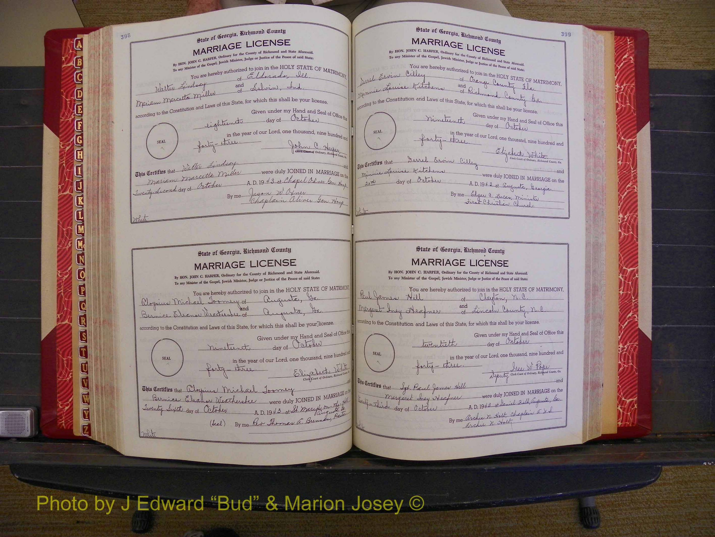 Richmond Marriages, Book V V, 1942-1944 P 398-399.JPG