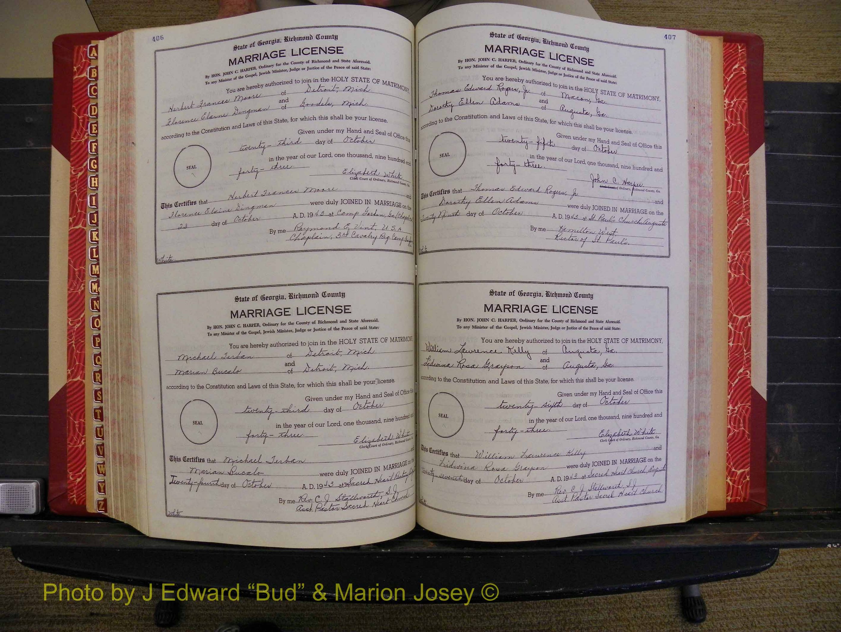 Richmond Marriages, Book V V, 1942-1944 P 406-407.JPG