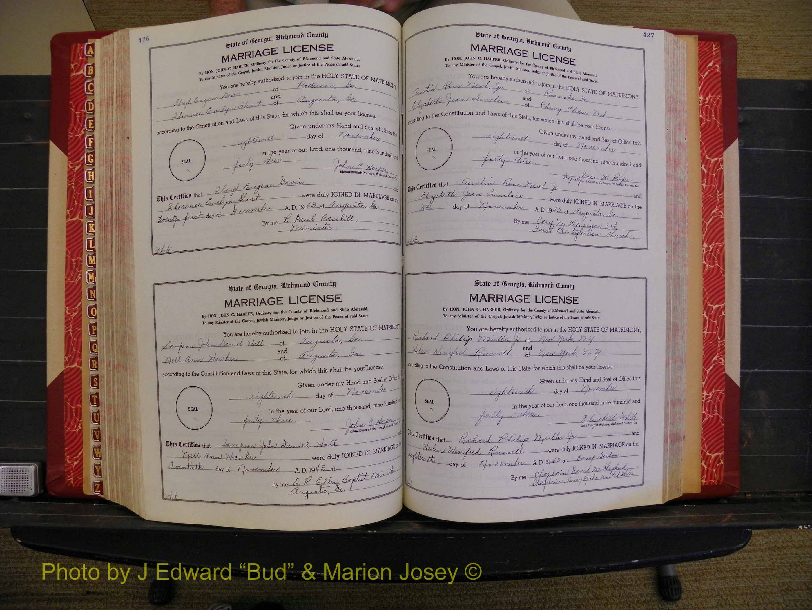 Richmond Marriages, Book V V, 1942-1944 P 426-427.JPG