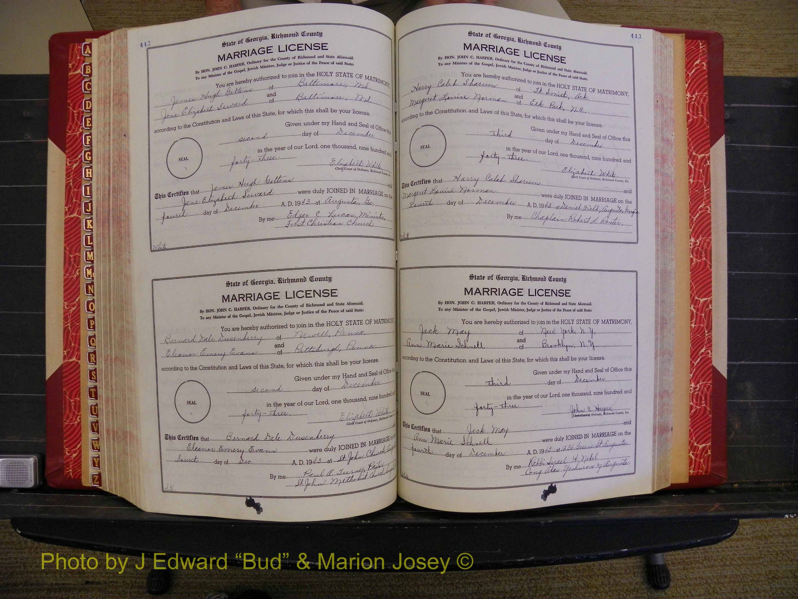 Richmond Marriages, Book V V, 1942-1944 P 442-443.JPG