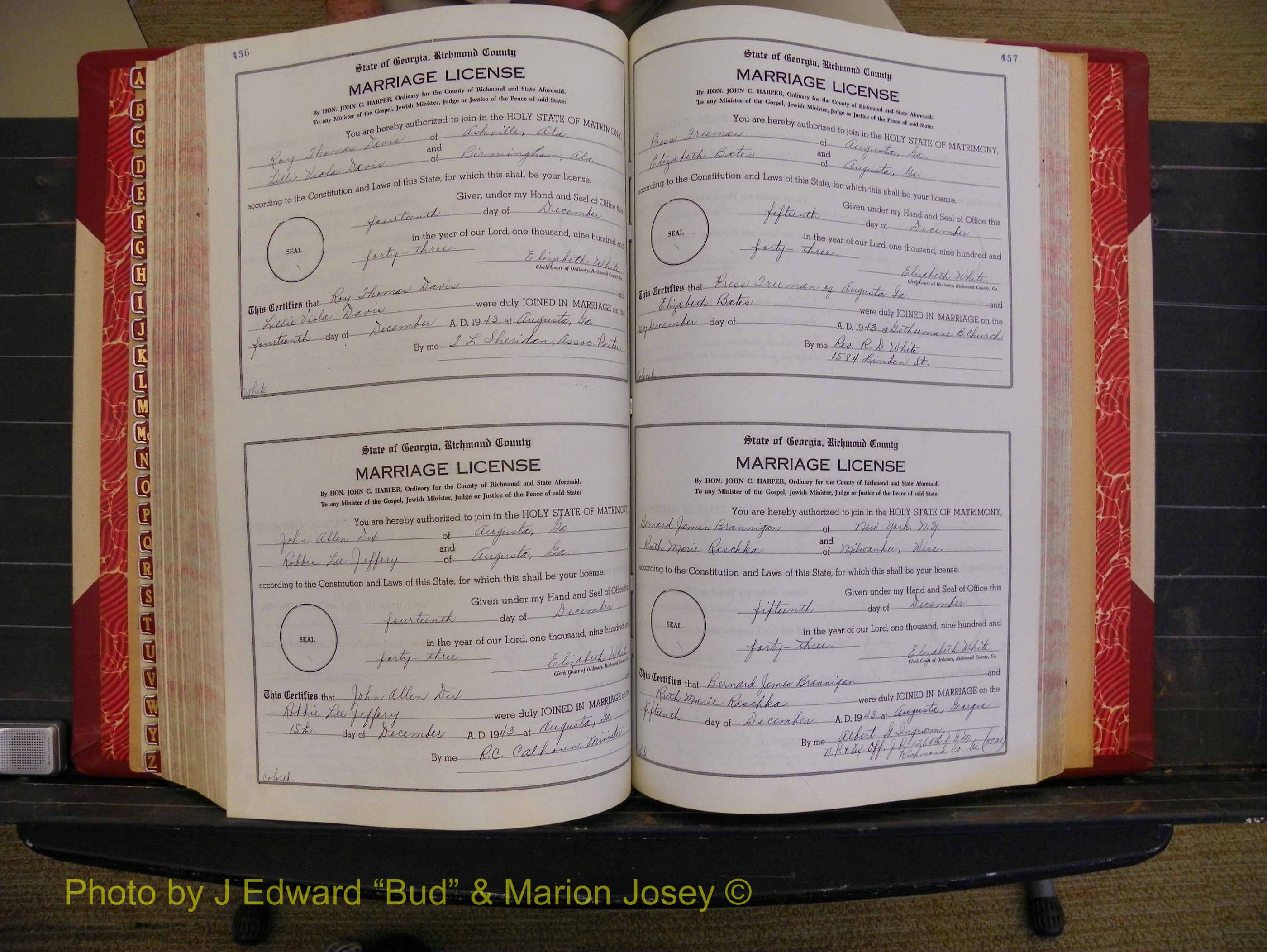 Richmond Marriages, Book V V, 1942-1944 P 456-457.JPG