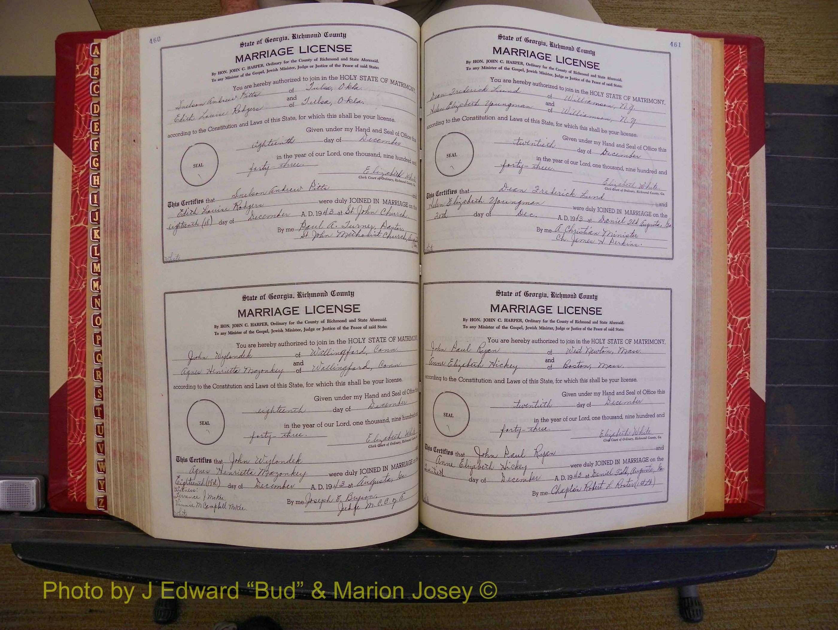 Richmond Marriages, Book V V, 1942-1944 P 460-461.JPG