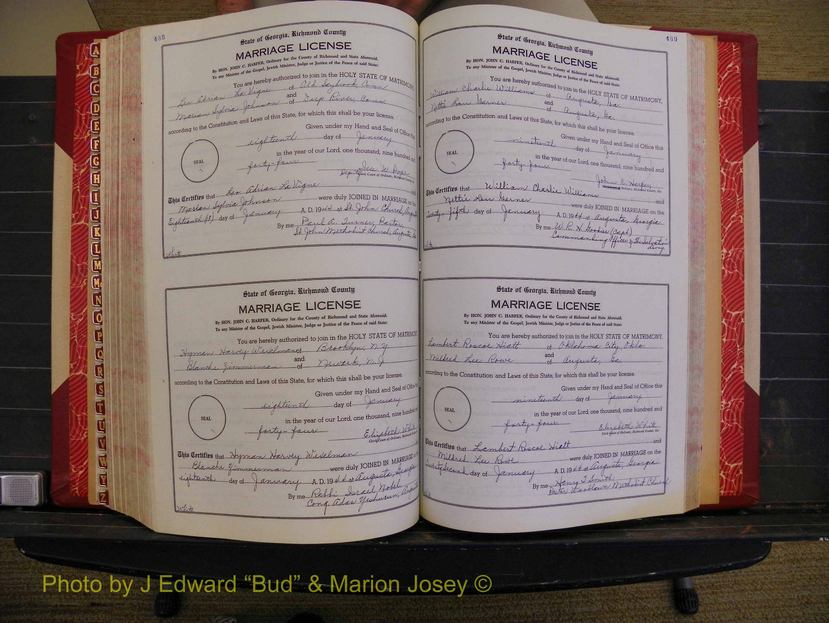 Richmond Marriages, Book V V, 1942-1944 P 488-489.JPG