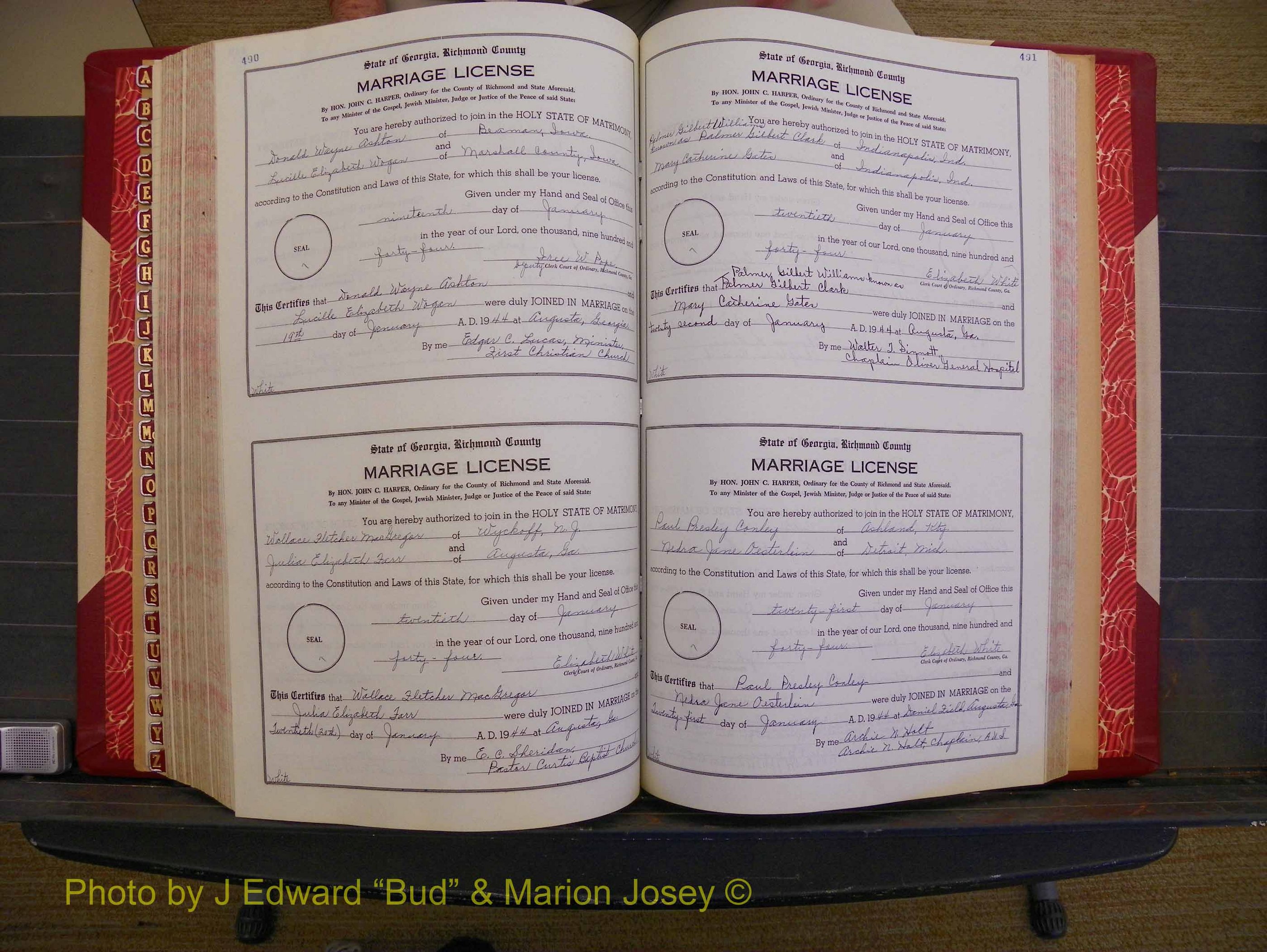 Richmond Marriages, Book V V, 1942-1944 P 490-491.JPG