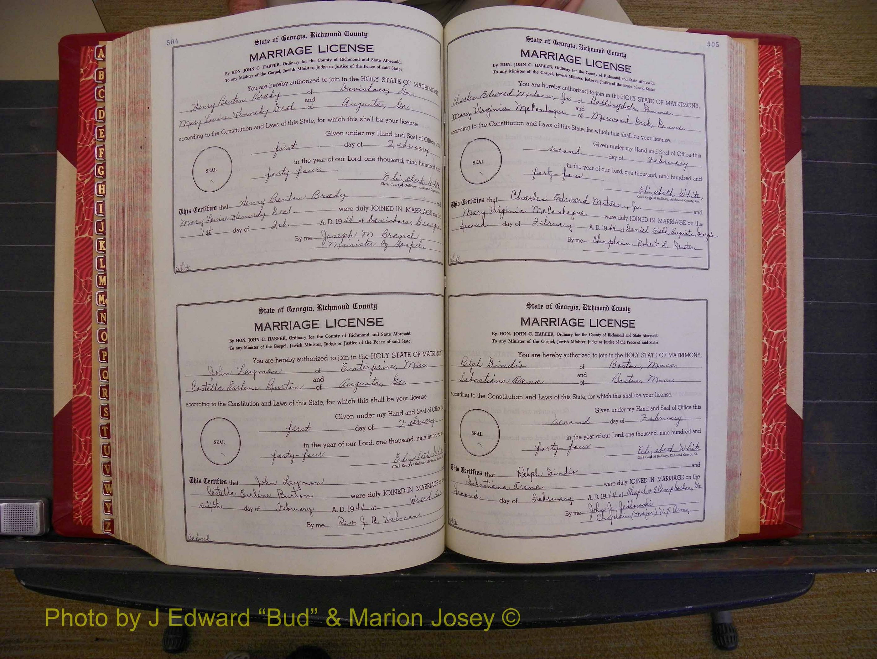 Richmond Marriages, Book V V, 1942-1944 P 504-505.JPG