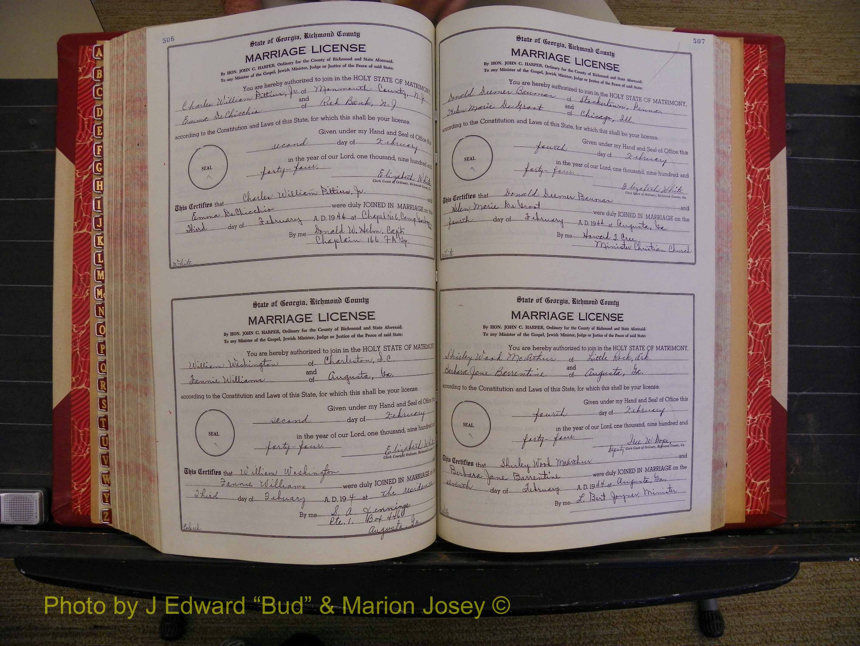 Richmond Marriages, Book V V, 1942-1944 P 506-507.JPG