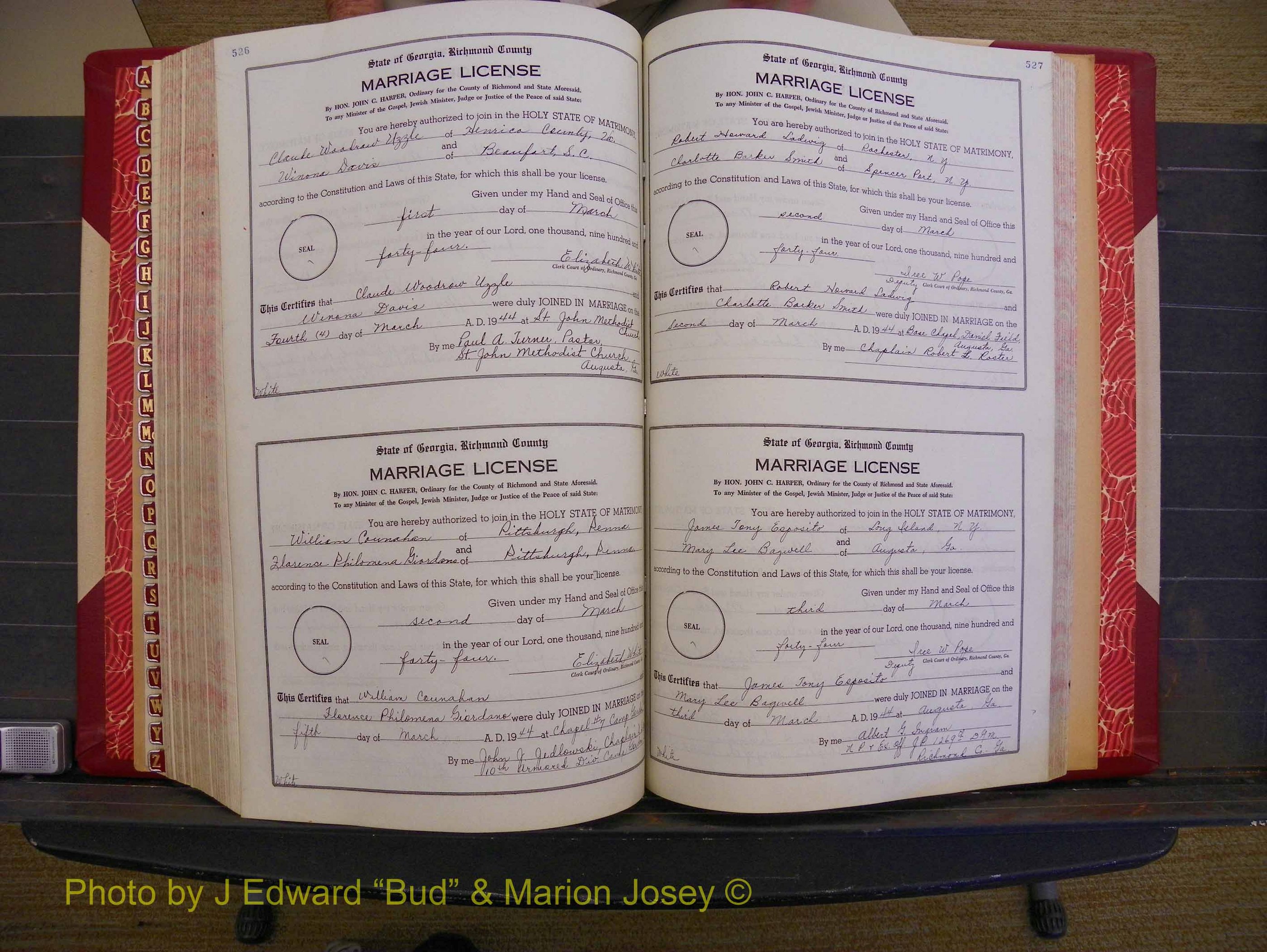 Richmond Marriages, Book V V, 1942-1944 P 528-527.JPG