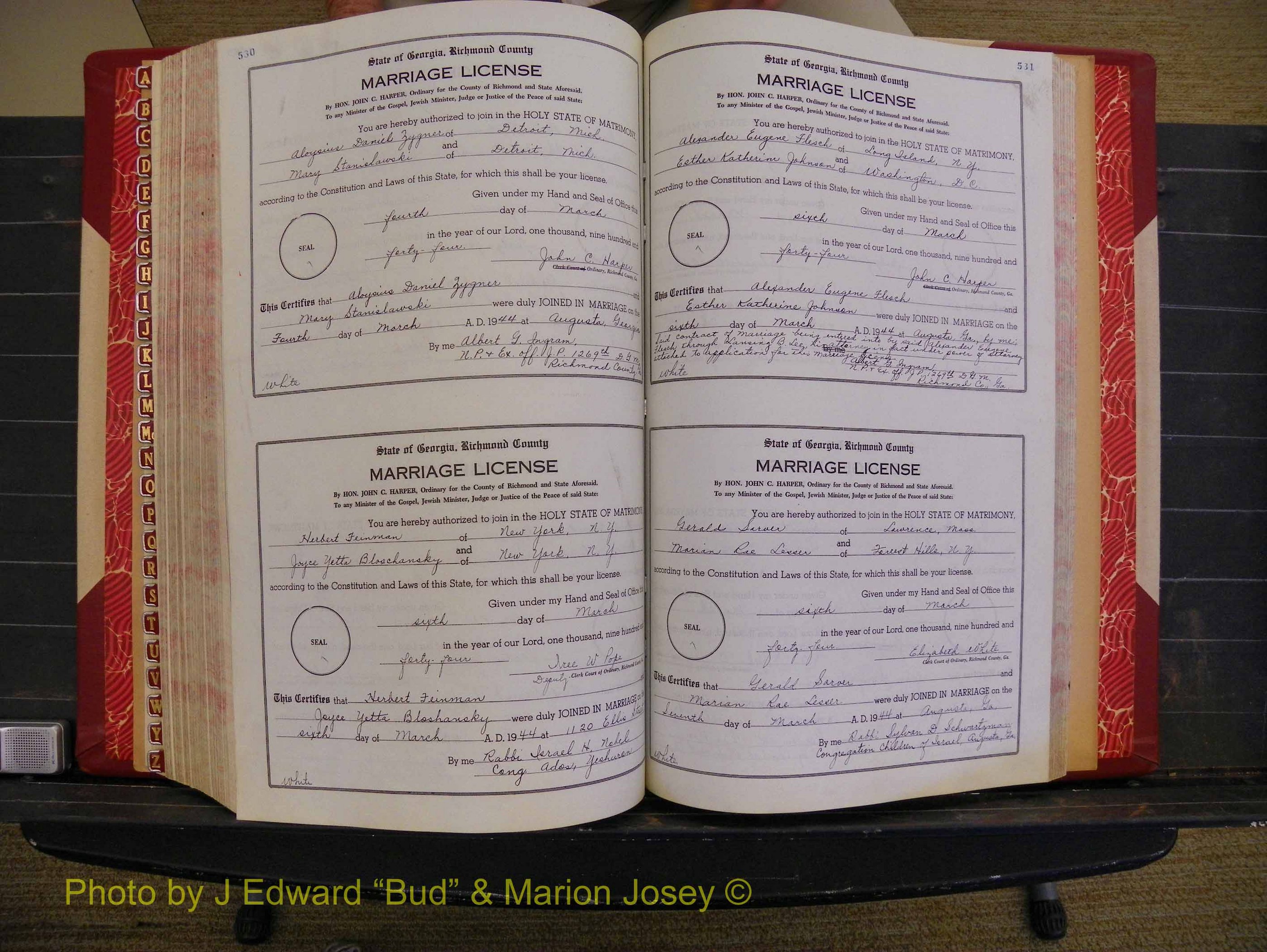 Richmond Marriages, Book V V, 1942-1944 P 530-531.JPG