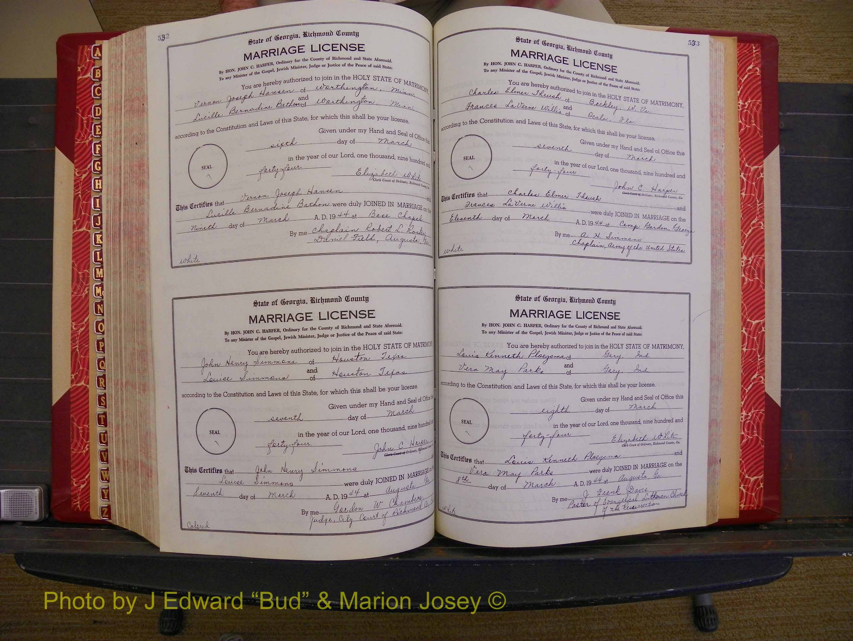 Richmond Marriages, Book V V, 1942-1944 P 532-533.JPG