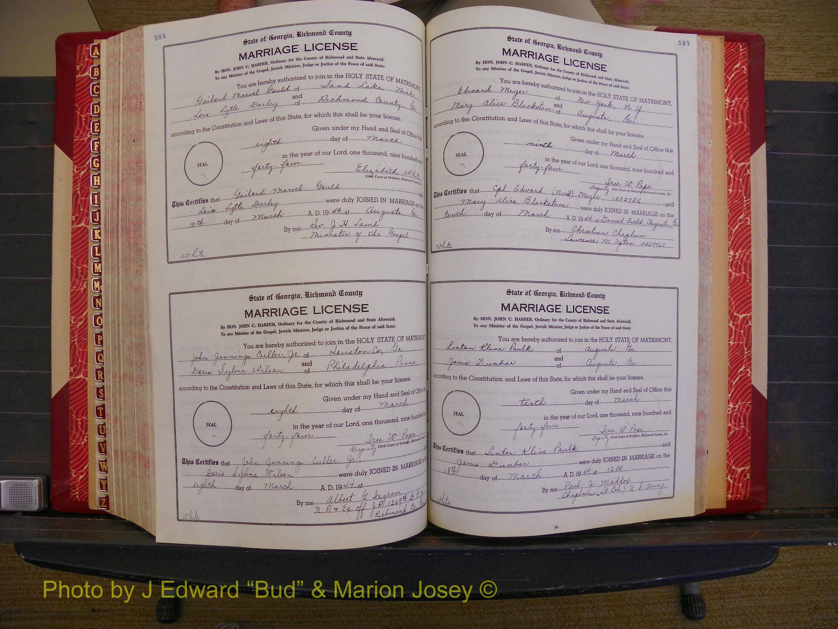 Richmond Marriages, Book V V, 1942-1944 P 534-535.JPG