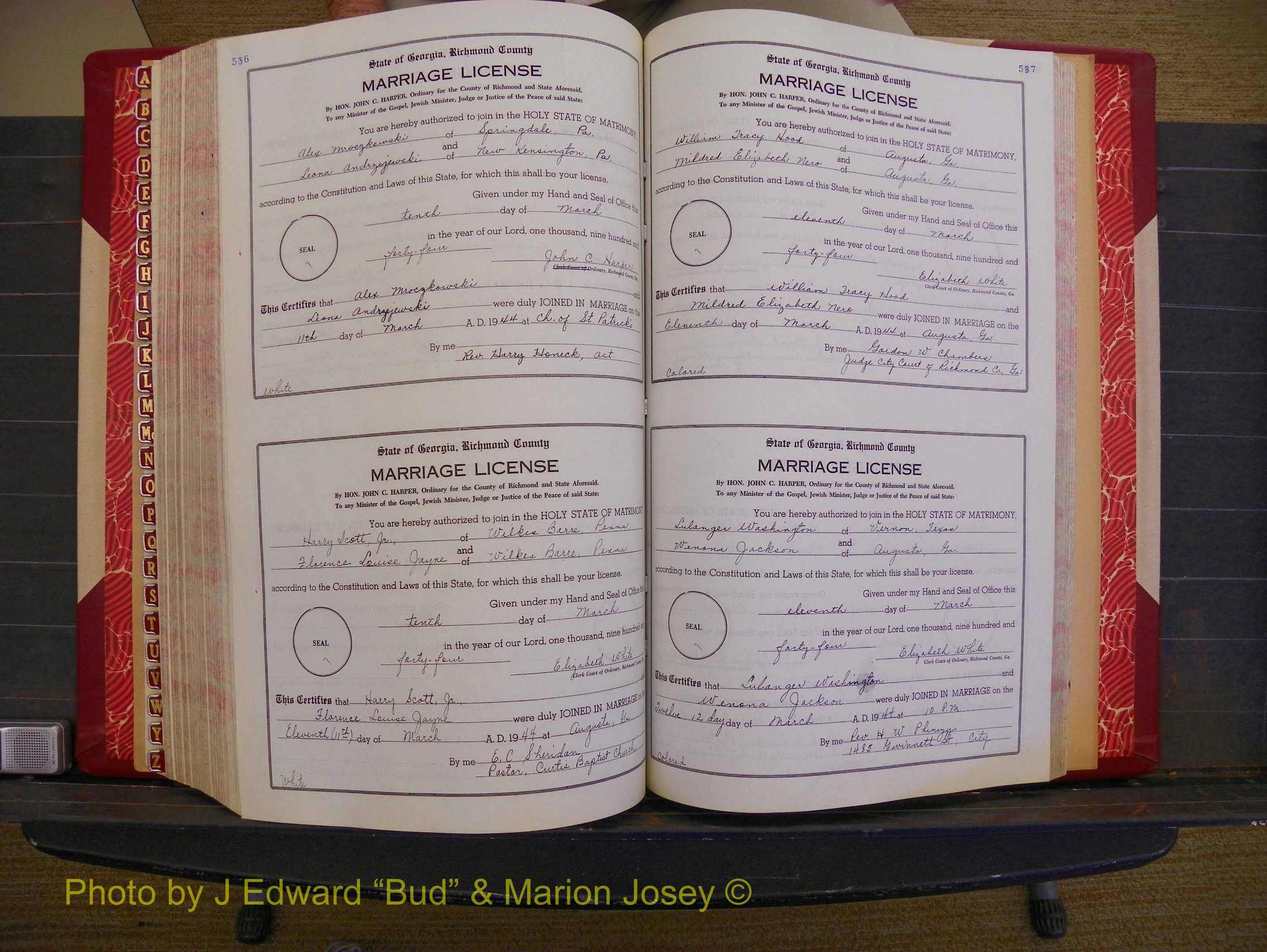 Richmond Marriages, Book V V, 1942-1944 P 536-537.JPG