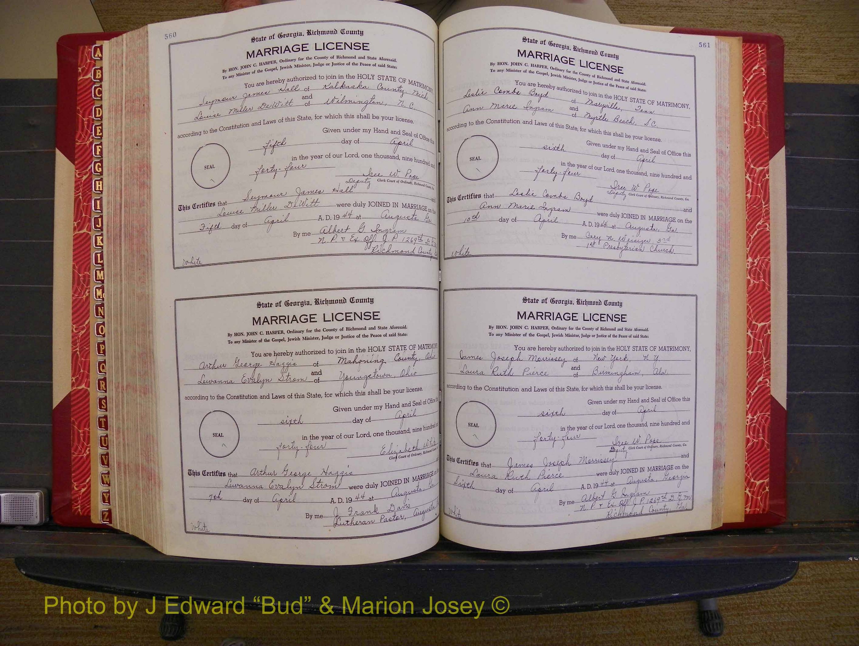 Richmond Marriages, Book V V, 1942-1944 P 560-561.JPG