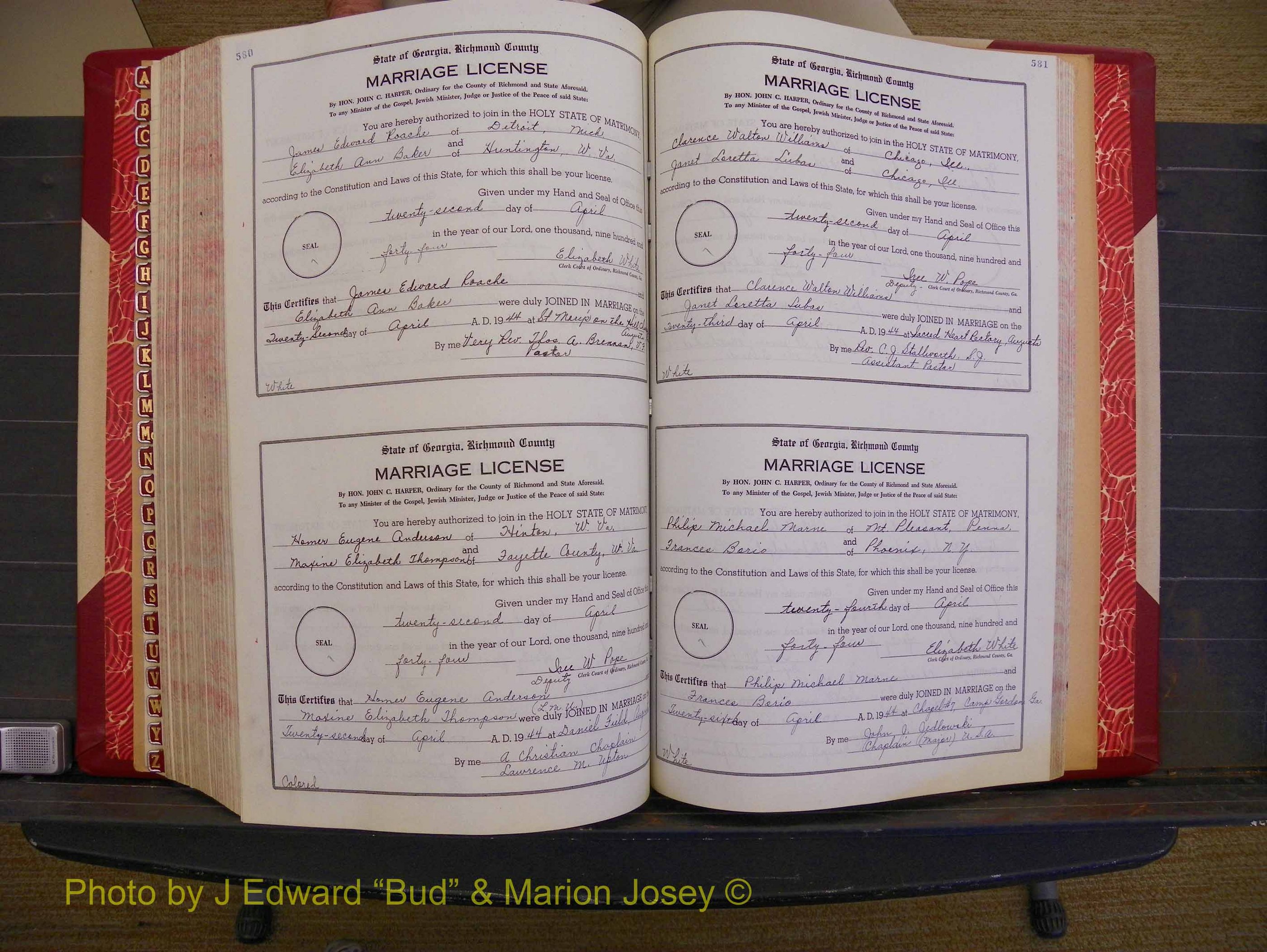 Richmond Marriages, Book V V, 1942-1944 P 580-581.JPG