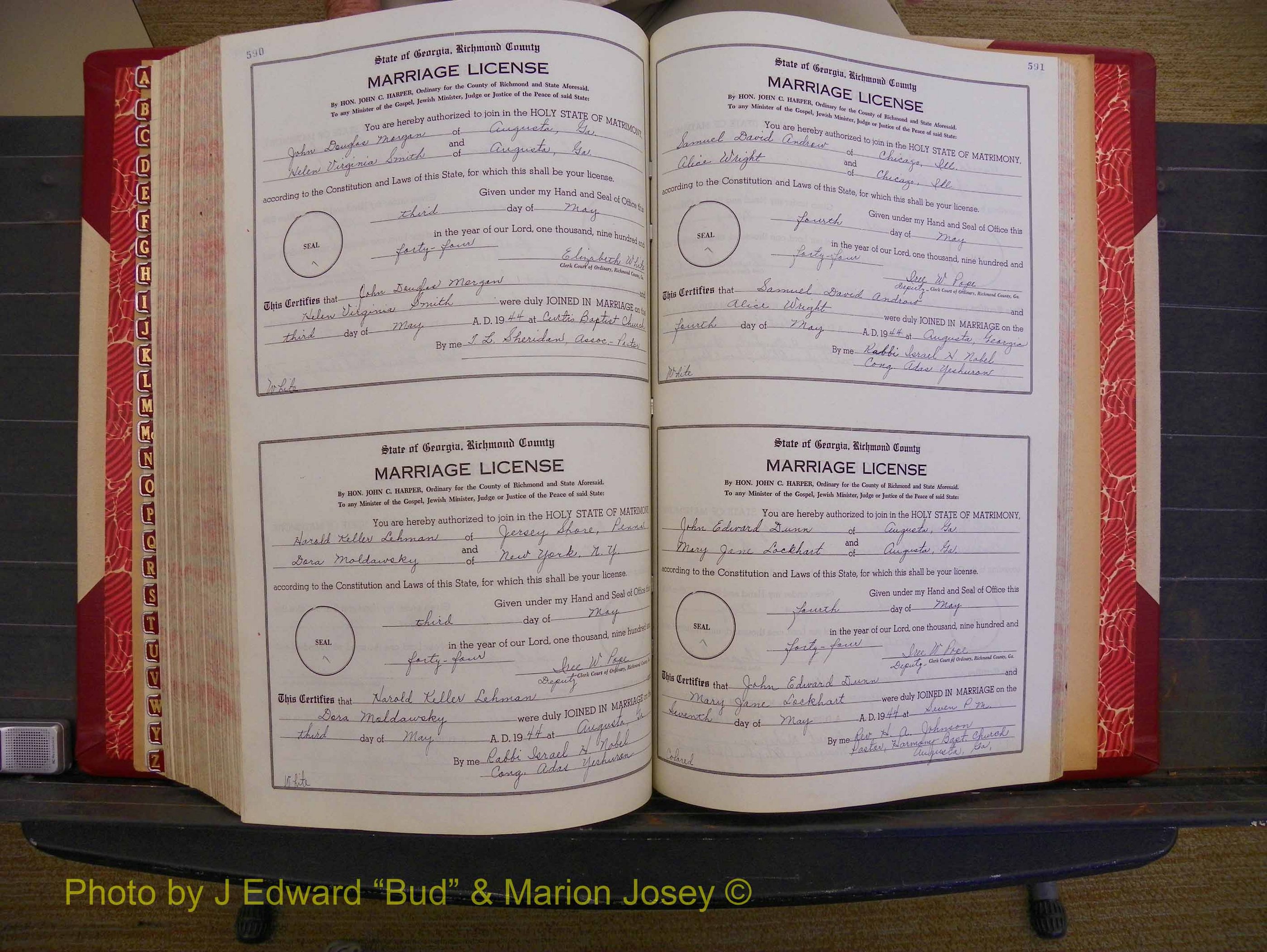 Richmond Marriages, Book V V, 1942-1944 P 590-591.JPG