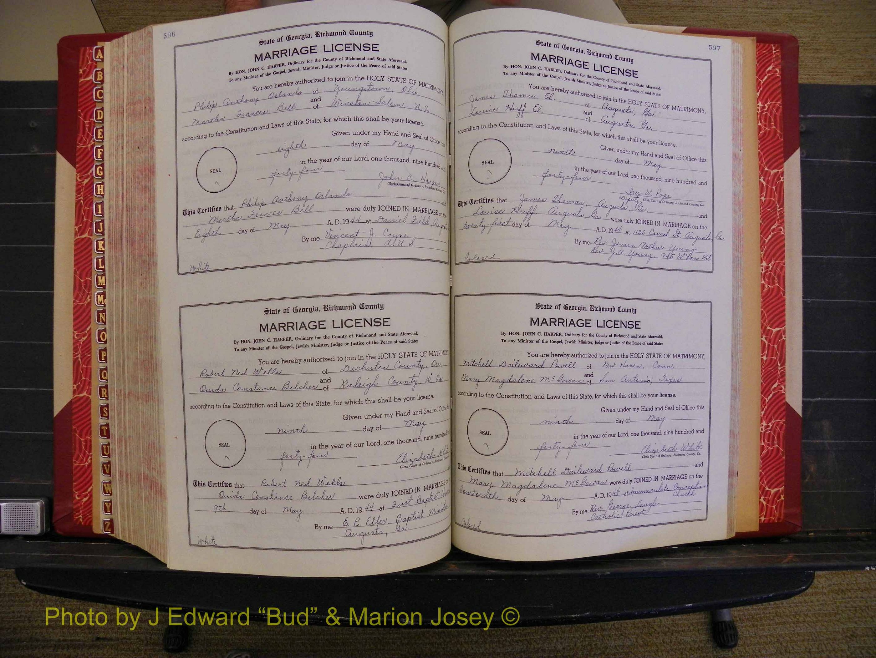 Richmond Marriages, Book V V, 1942-1944 P 596-597.JPG