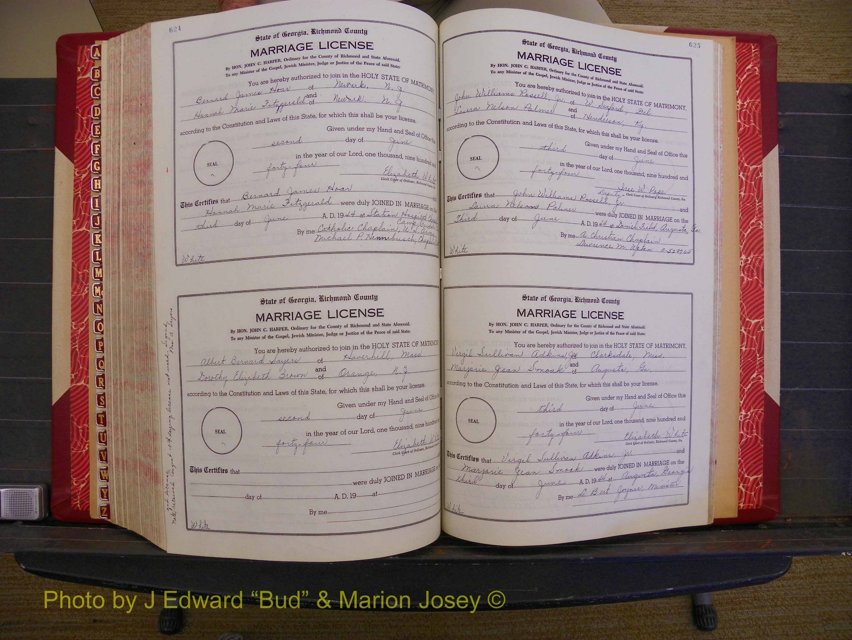 Richmond Marriages, Book V V, 1942-1944 P 624-625.JPG